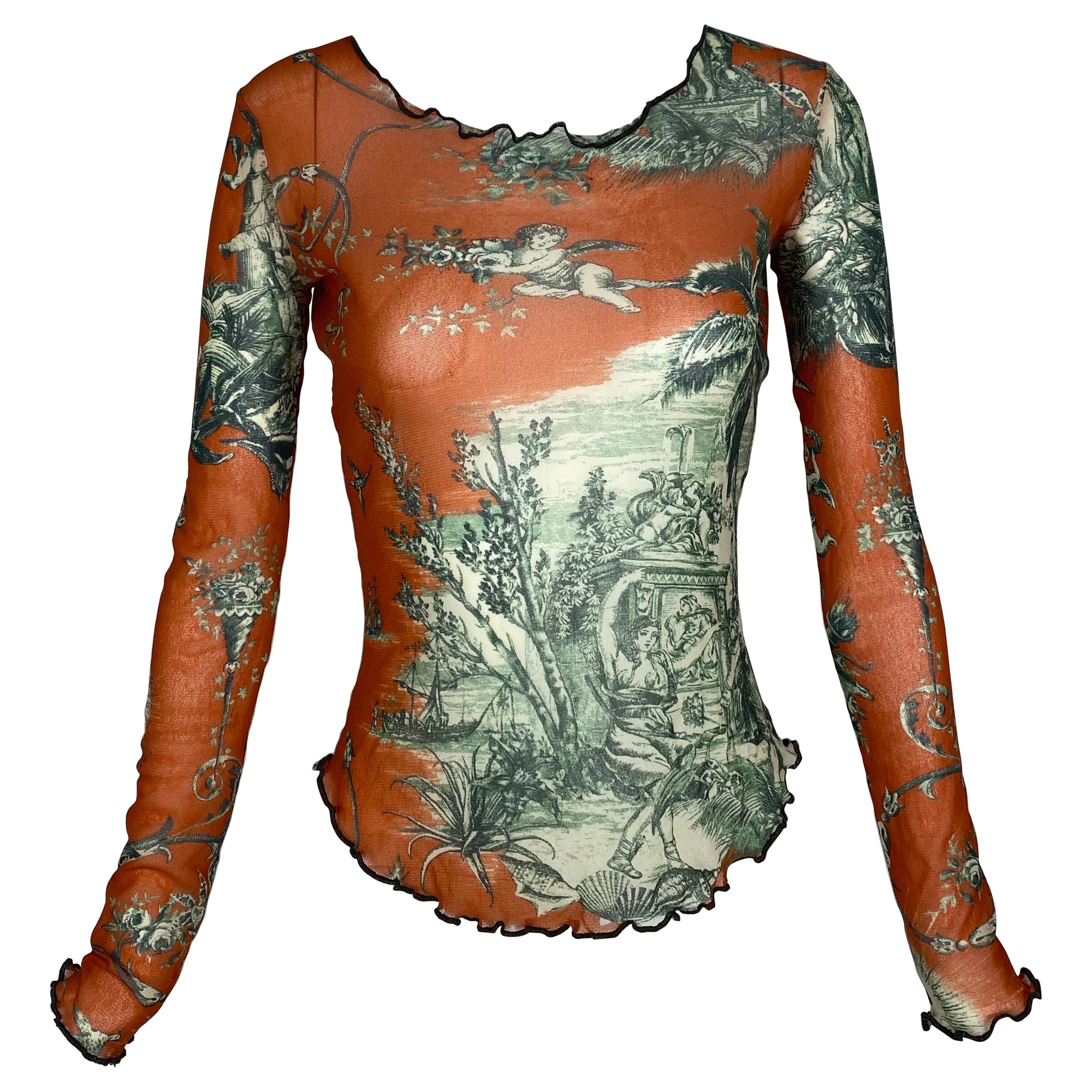 JEAN PAUL GAULITER Vintage Top en maille avec imprimé Toile de Jouy Début des années 2000 en vente