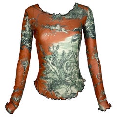 JEAN PAUL GAULITER Vintage Mesh Top mit Toile de Jouy Druck Anfang 2000er
