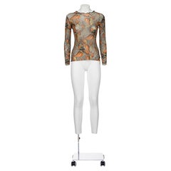 JEAN PAUL GAULTIER 00's Iconic Long Sleeve Shell Printed Mesh Top