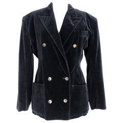 Jean Paul Gaultier 1980s Black Velvet Double Breasted Classic Retro Jacket