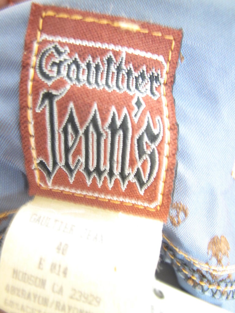 Brown Jean Paul Gaultier 1980s Cropped Satin Jacket with Skull Print