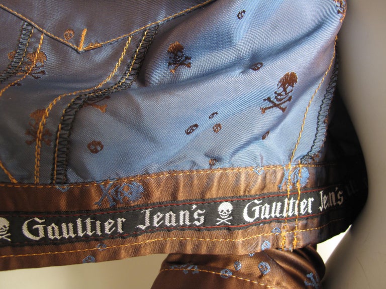 Jean Paul Gaultier 1980s Cropped Satin Jacket with Skull Print 1