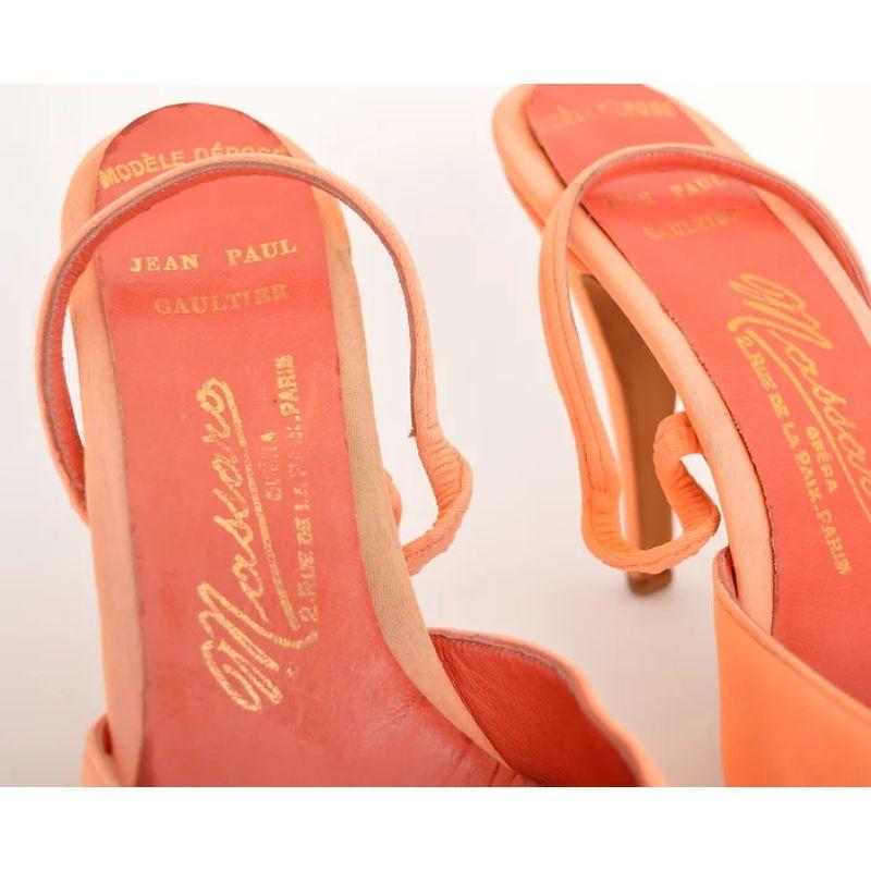 Jean Paul Gaultier 1980's Custom Runway Hand Made Neon Orange Heels For Sale 3