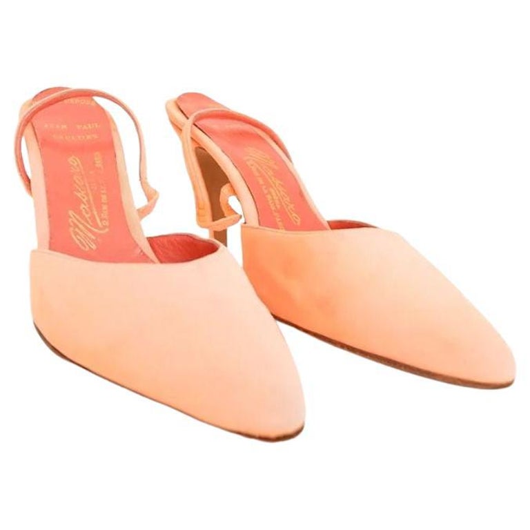 Jean Paul Gaultier 1980's Custom Runway Hand Made Neon Orange Heels For Sale  at 1stDibs