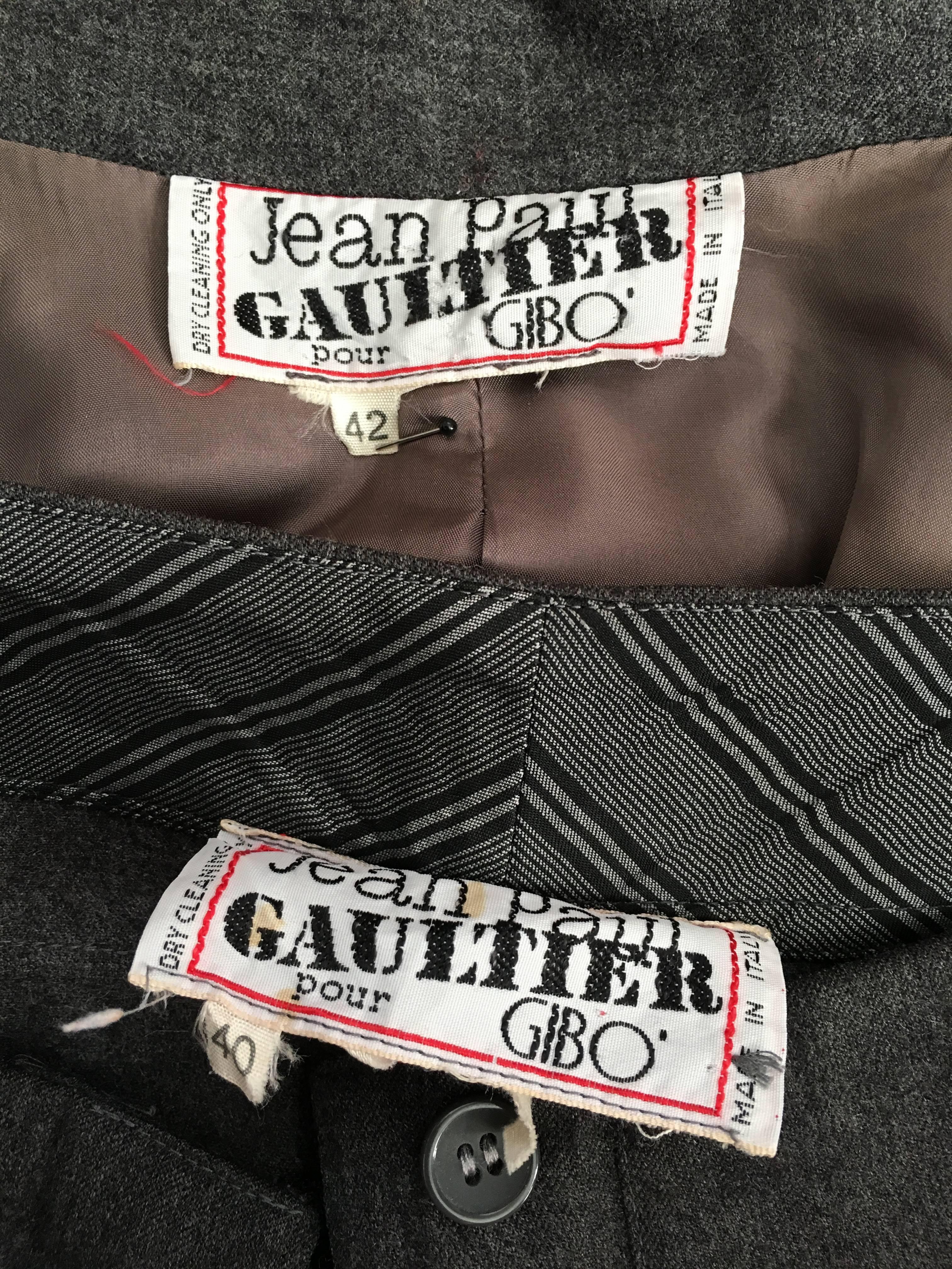 Jean Paul Gaultier Grey Suit with Lace Up Jodhpur Pants, 1980s  For Sale 4