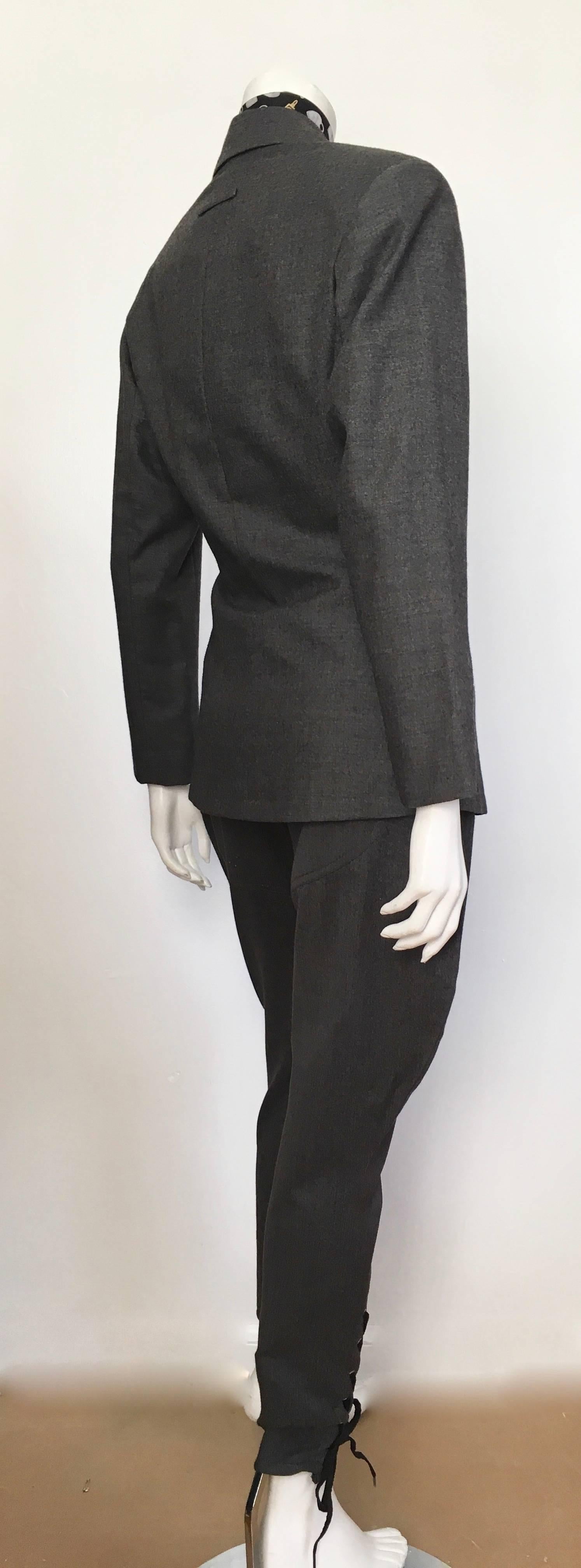 Women's or Men's Jean Paul Gaultier Grey Suit with Lace Up Jodhpur Pants, 1980s  For Sale