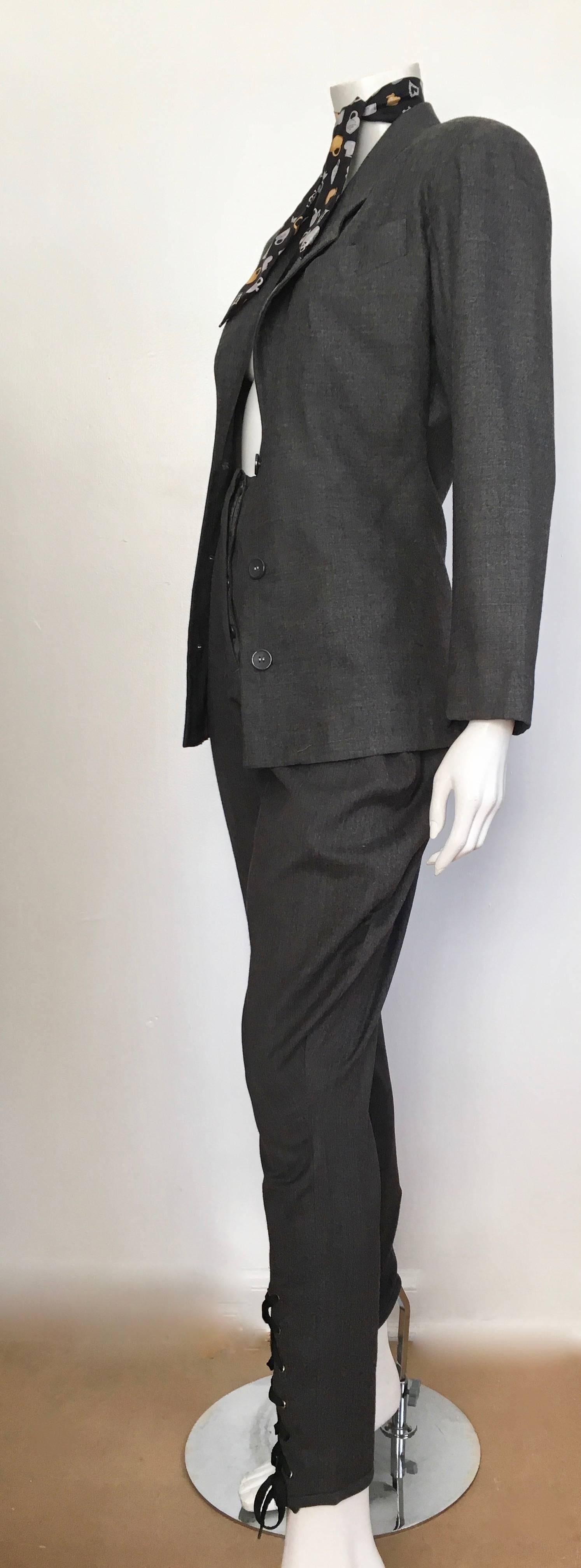 Jean Paul Gaultier Grey Suit with Lace Up Jodhpur Pants, 1980s  For Sale 2