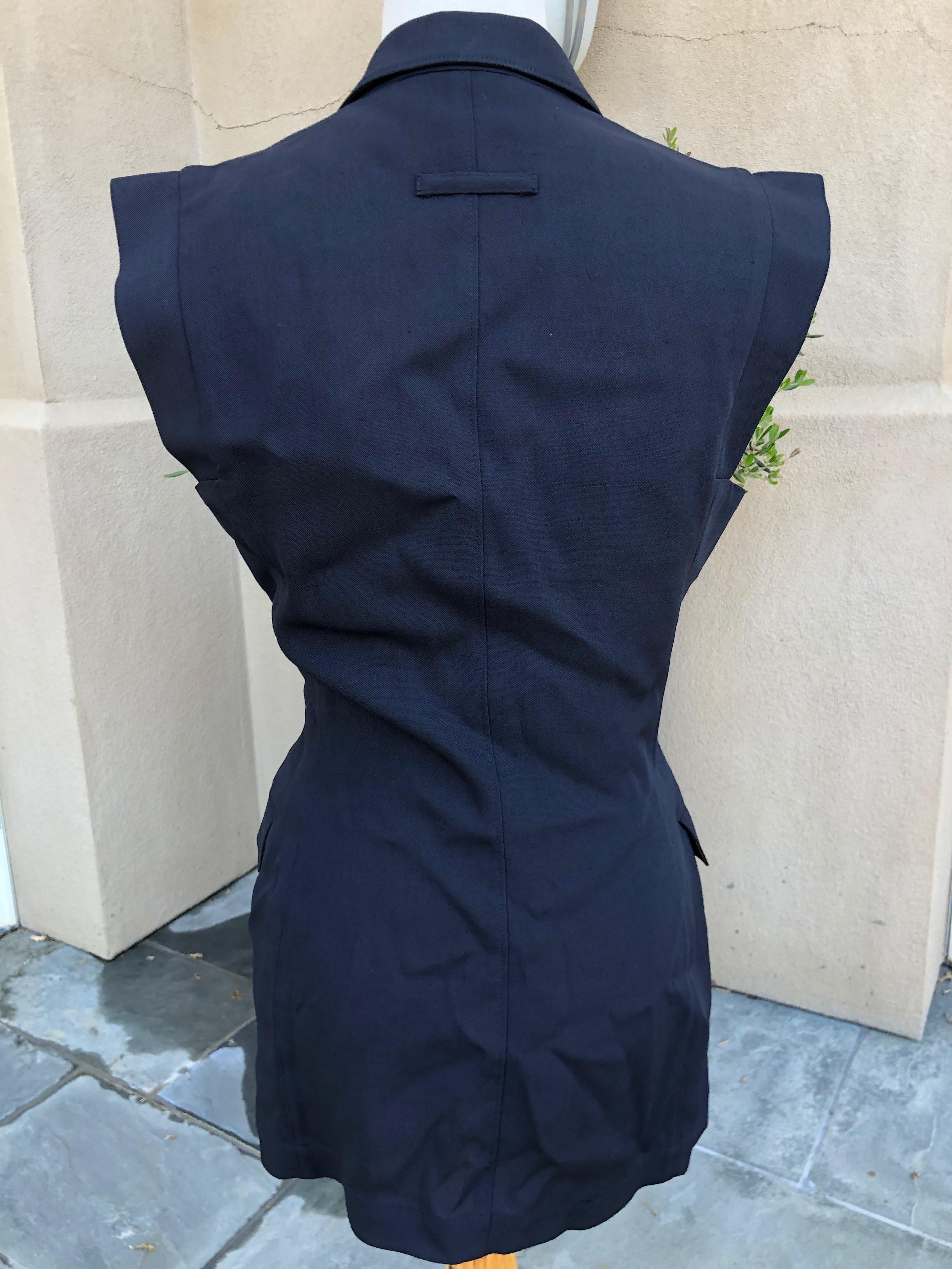 Jean Paul Gaultier 1980's Sleeveless Tuxedo Jacket  In Excellent Condition For Sale In Cloverdale, CA