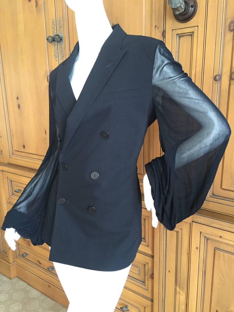 Jean Paul Gaultier 1980's Tuxedo Jacket w. Sheer Poet Sleeves For Sale ...