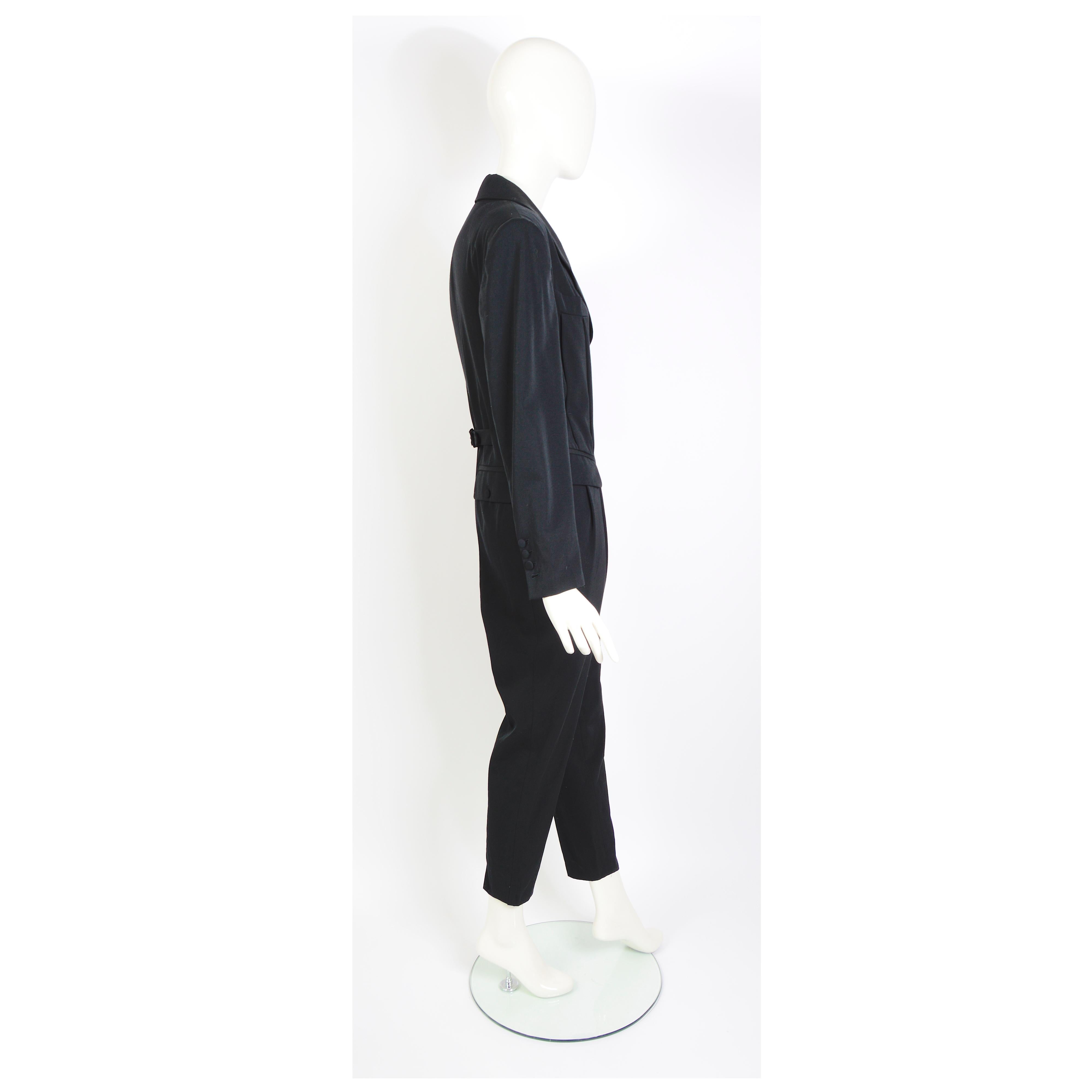 Jean Paul Gaultier 1980s vintage black tuxedo tailored jumpsuit  For Sale 4