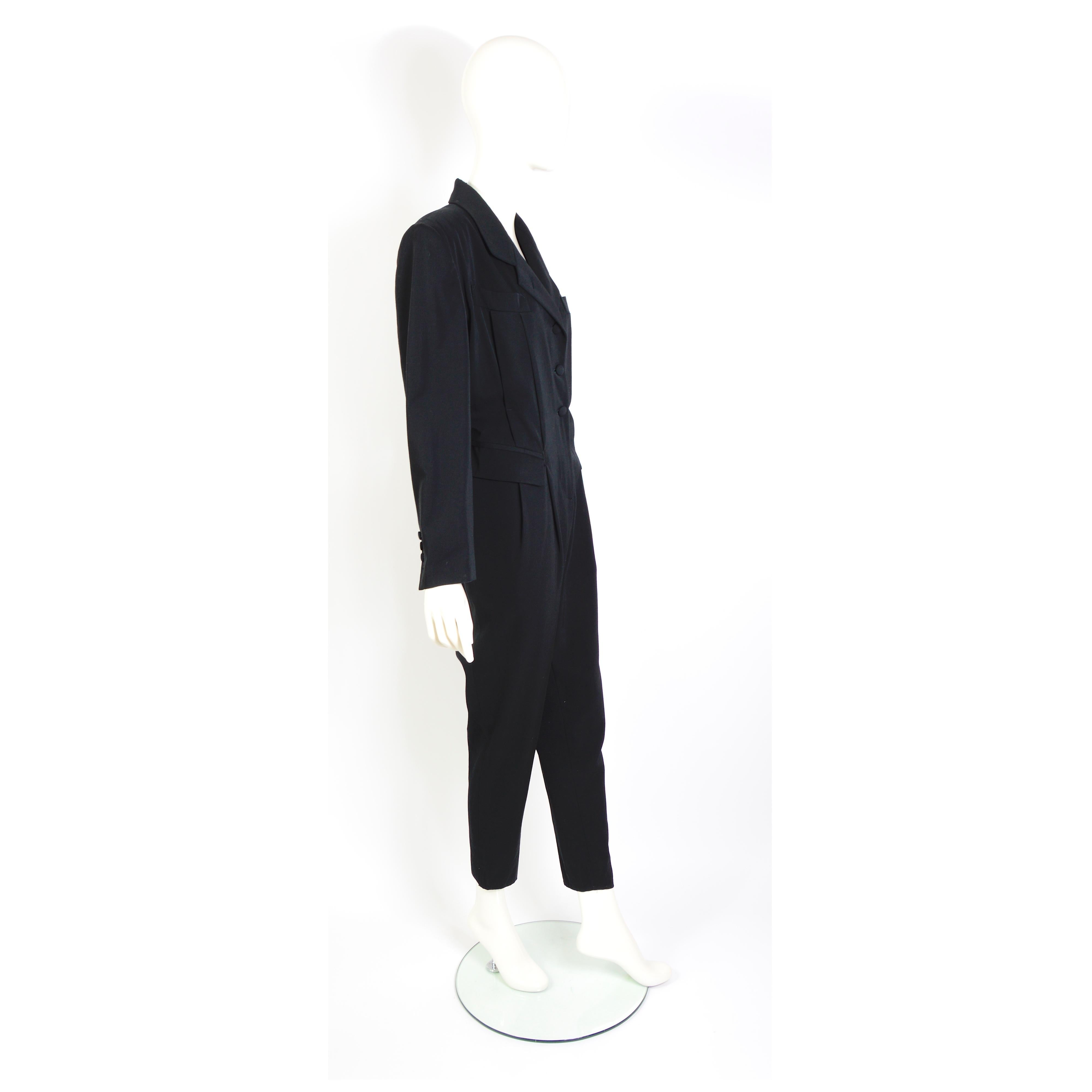 Jean Paul Gaultier 1980s vintage black tuxedo tailored jumpsuit  For Sale 5