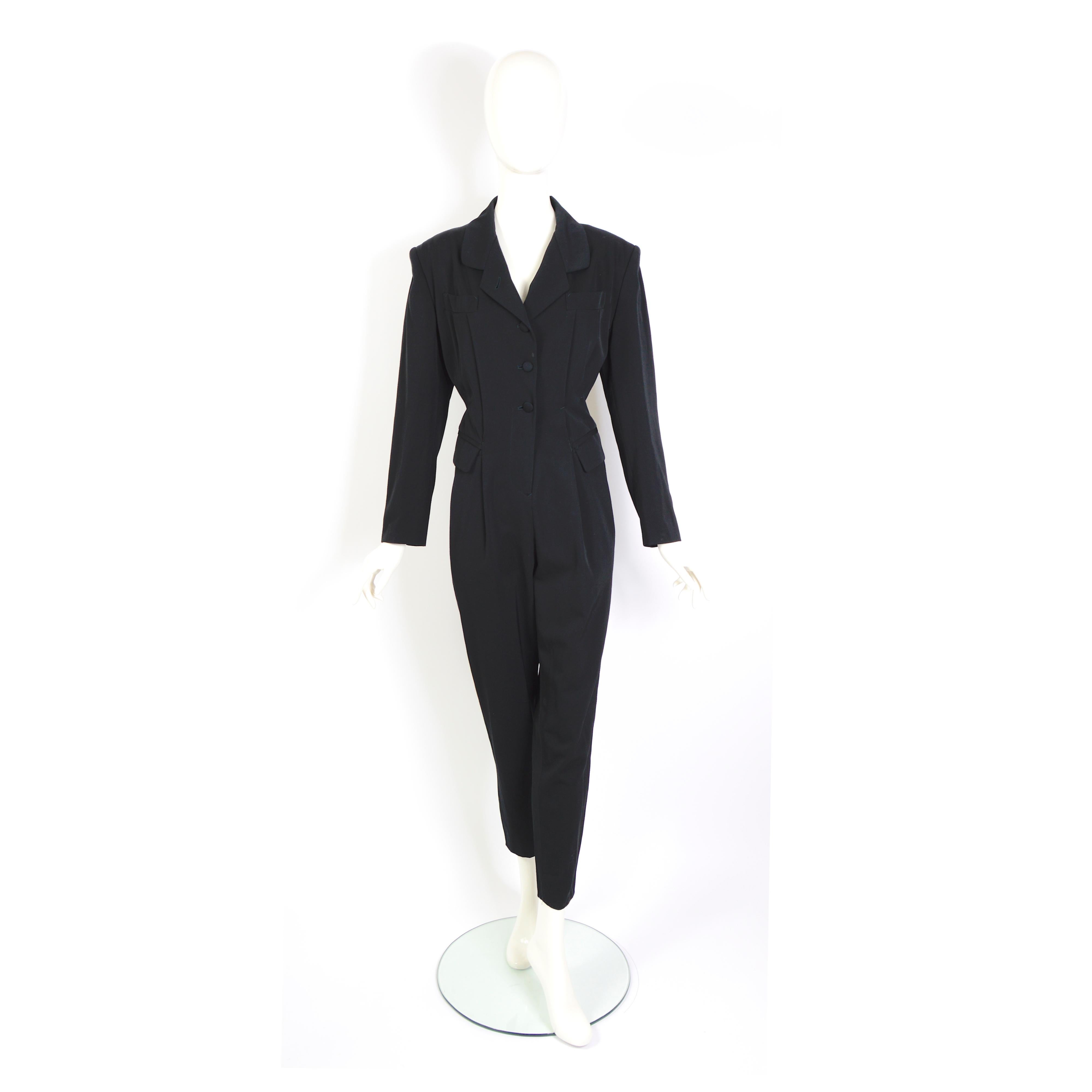 Jean Paul Gaultier 1980s vintage black tuxedo tailored jumpsuit  For Sale 6