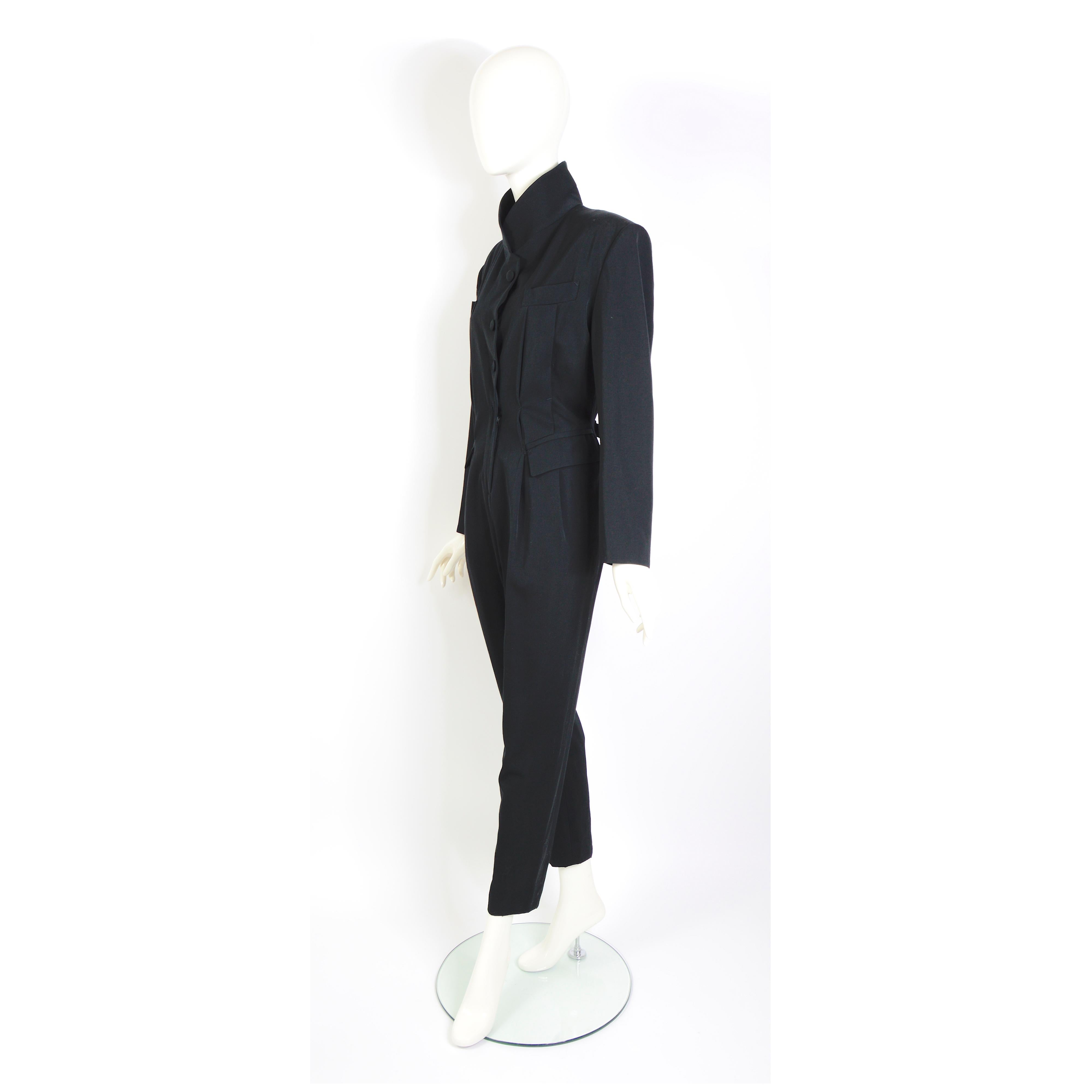 Jean Paul Gaultier 1980s vintage black tuxedo tailored jumpsuit  In Good Condition For Sale In Antwerpen, Vlaams Gewest