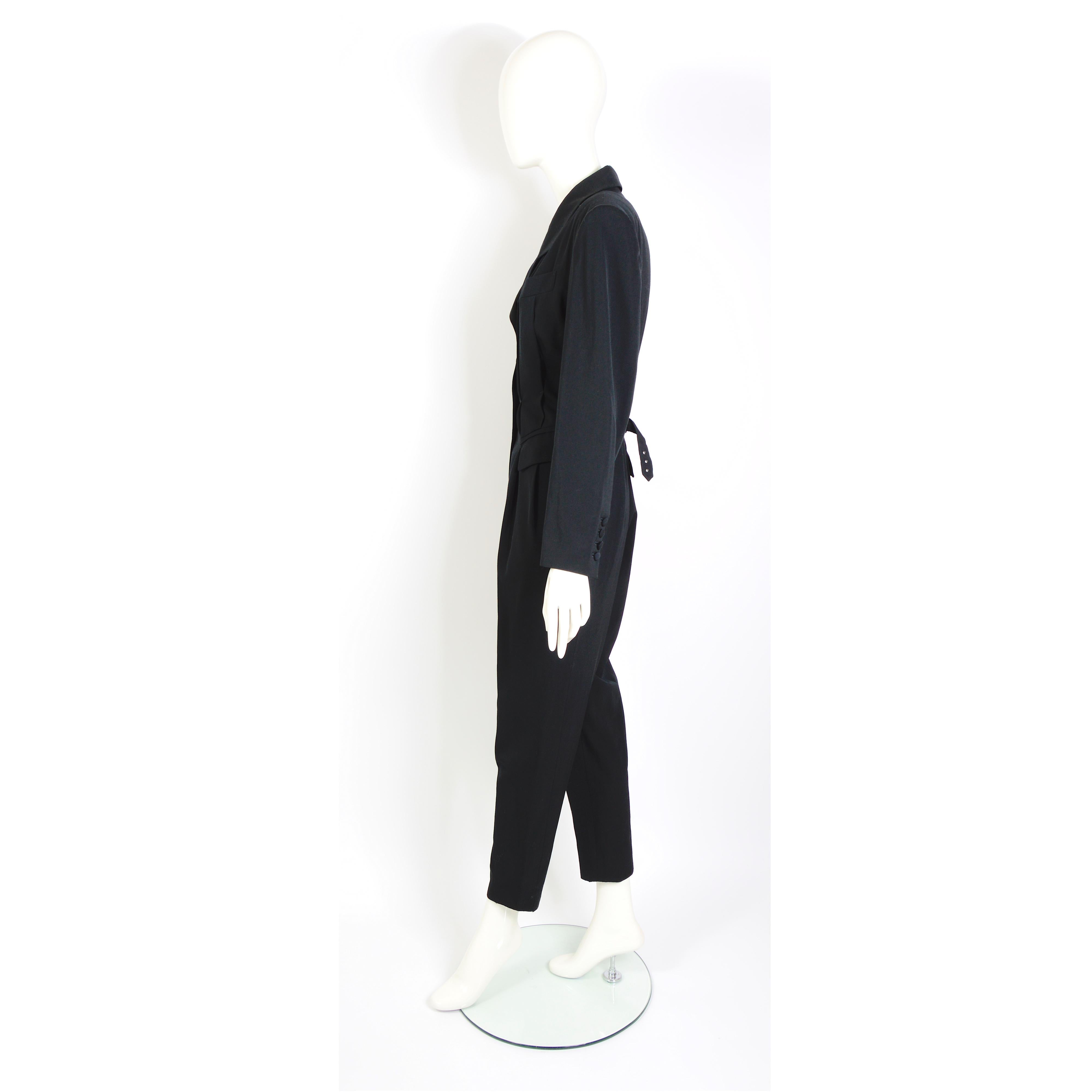 Women's Jean Paul Gaultier 1980s vintage black tuxedo tailored jumpsuit  For Sale