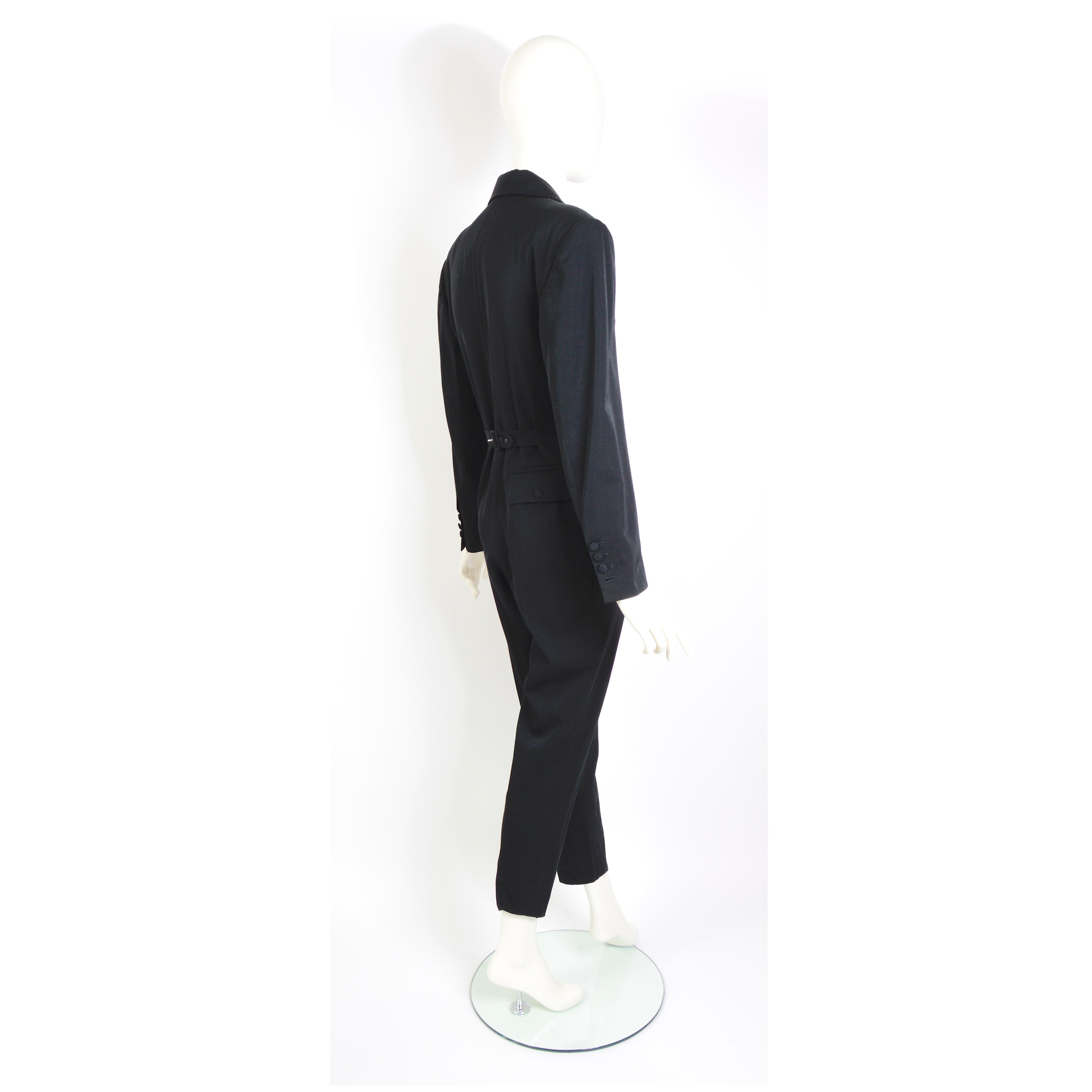 Jean Paul Gaultier 1980s vintage black tuxedo tailored jumpsuit  For Sale 3