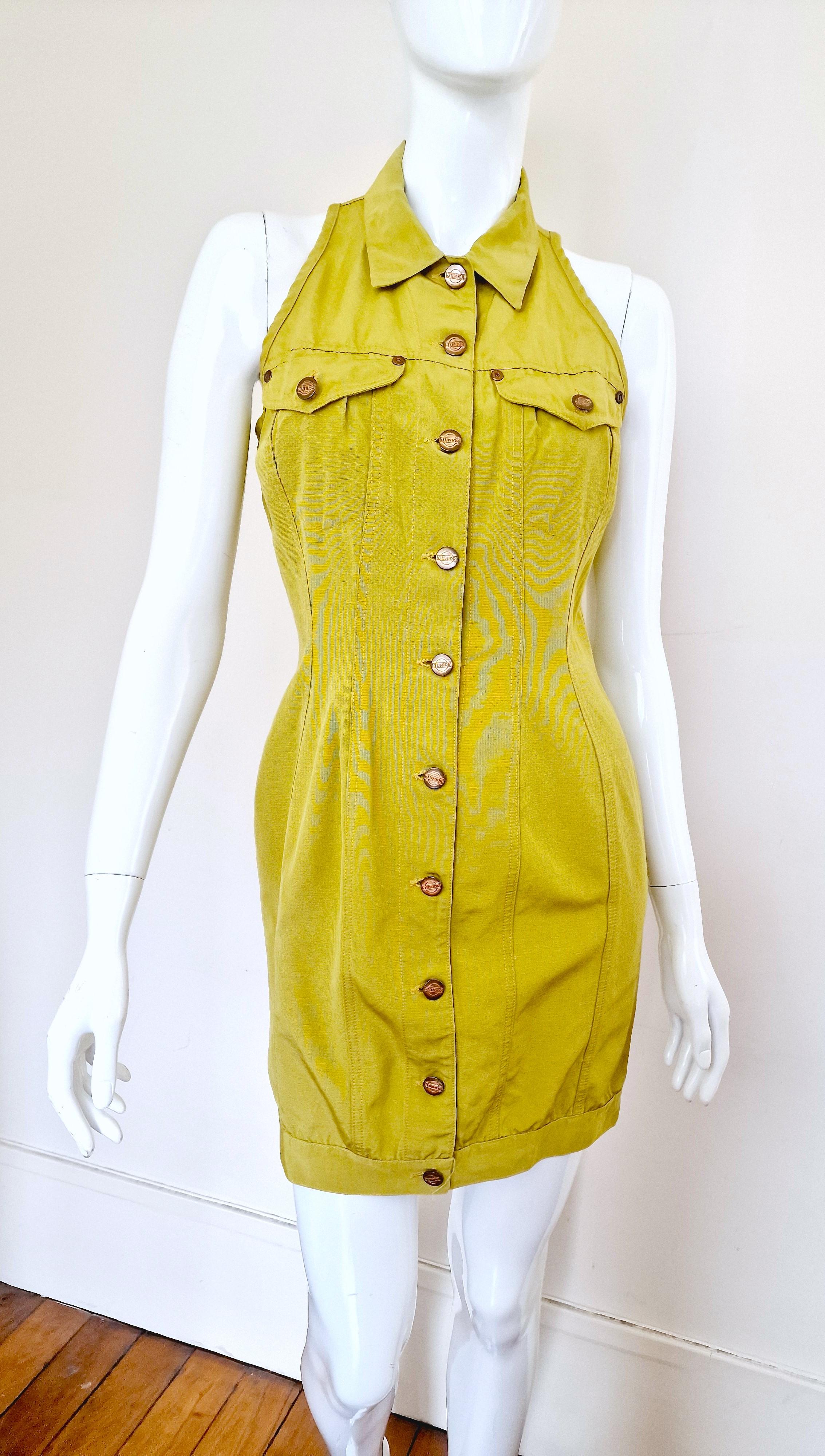 Jean Paul Gaultier 1989 Spring Summer Runway Green Neon Junior Women Large Dress For Sale 3