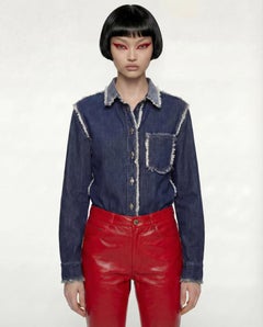 JEAN PAUL GAULTIER 1990 fringed denim shirt - part of a set