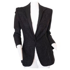 Blazer in lino nero Jean Paul Gaultier anni '90. Perline su tutto il davanti