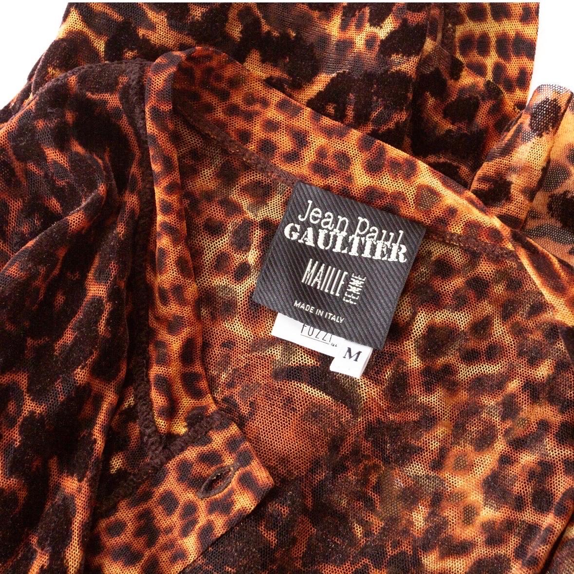 Jean Paul Gaultier 1990s Maille Femme Brown Mesh Leopard Two-Piece Set For Sale 4