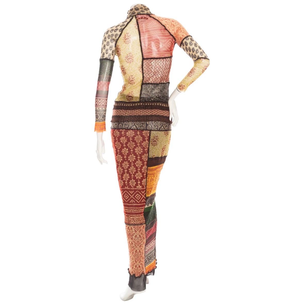 Jean Paul Gaultier 1990s Patchwork Mesh Top and Skirt Two-Piece Set In Good Condition In Los Angeles, CA