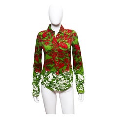 Jean Paul Gaultier 1990
s Red and Green Leafs Button Up Shirt