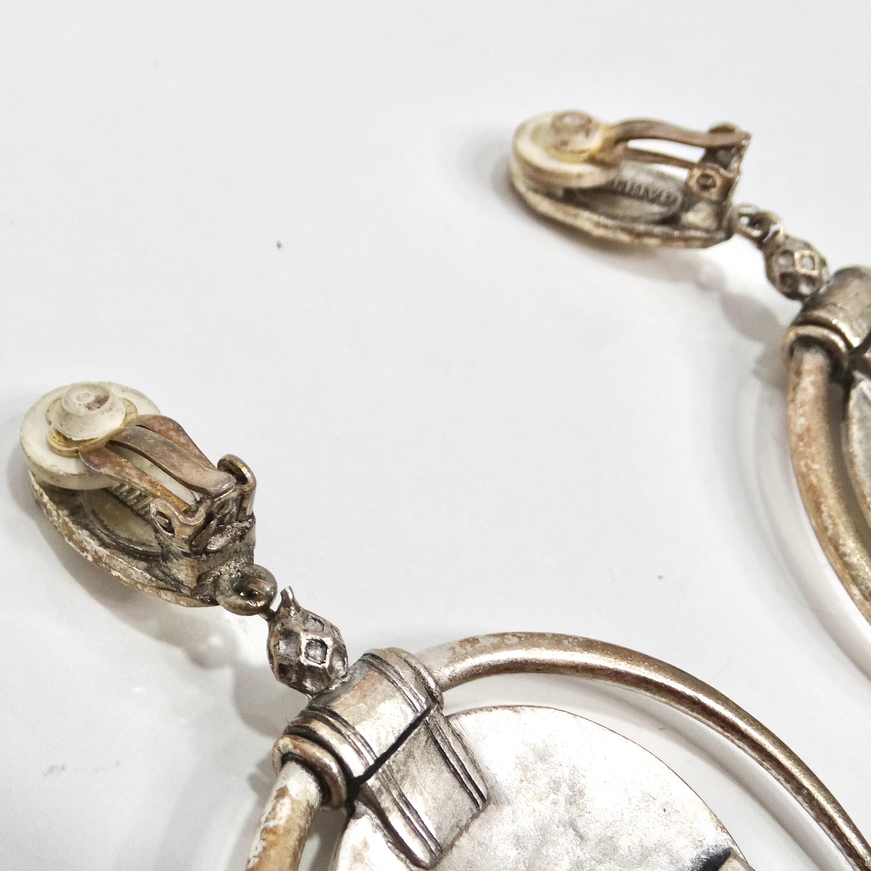 Jean Paul Gaultier 1990s Silver Fringe Hoop Dangle Earrings For Sale 7