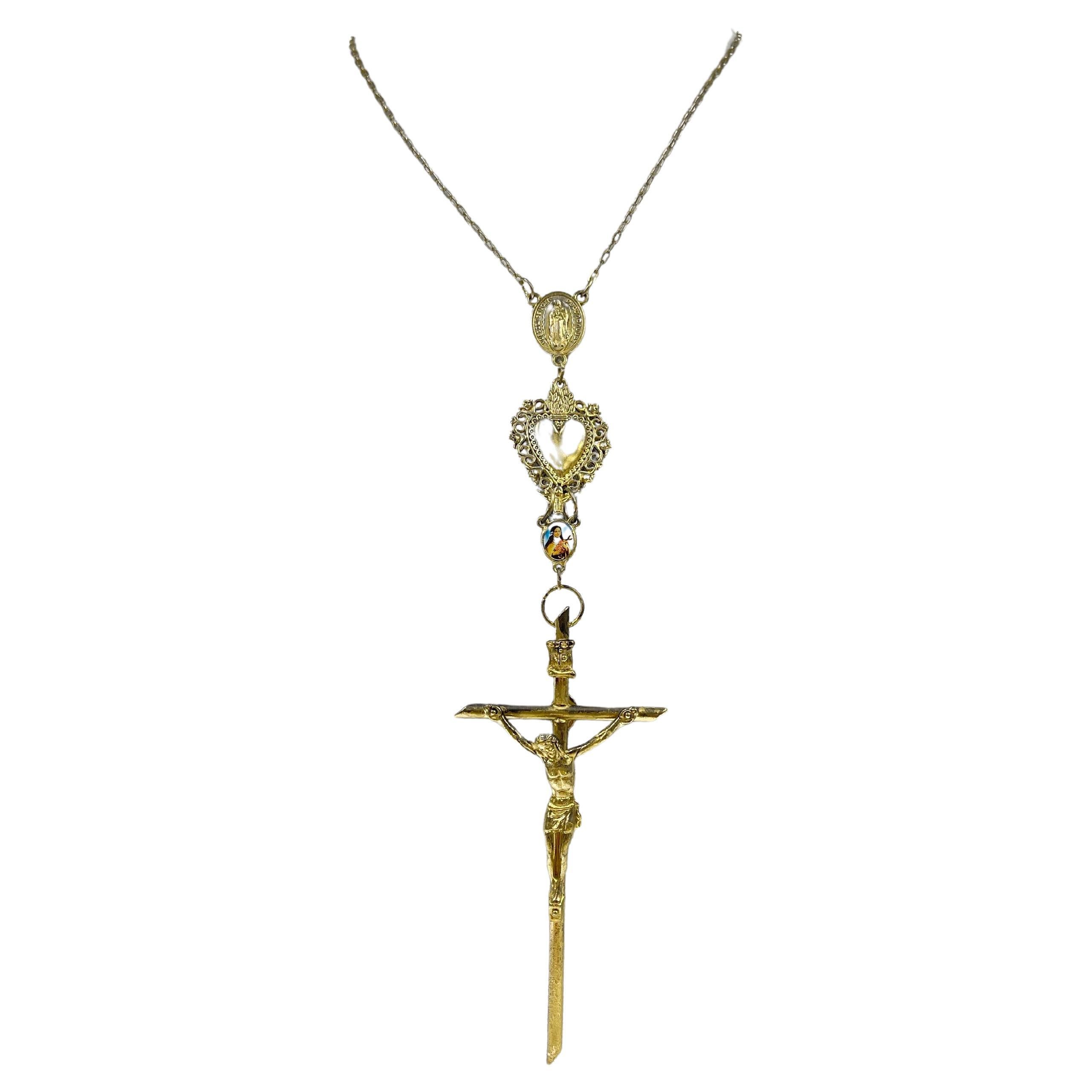 Jean Paul Gaultier 1990's Staff Sample Crucifixion Necklace For Sale
