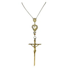 Used Jean Paul Gaultier 1990's Staff Sample Crucifixion Necklace