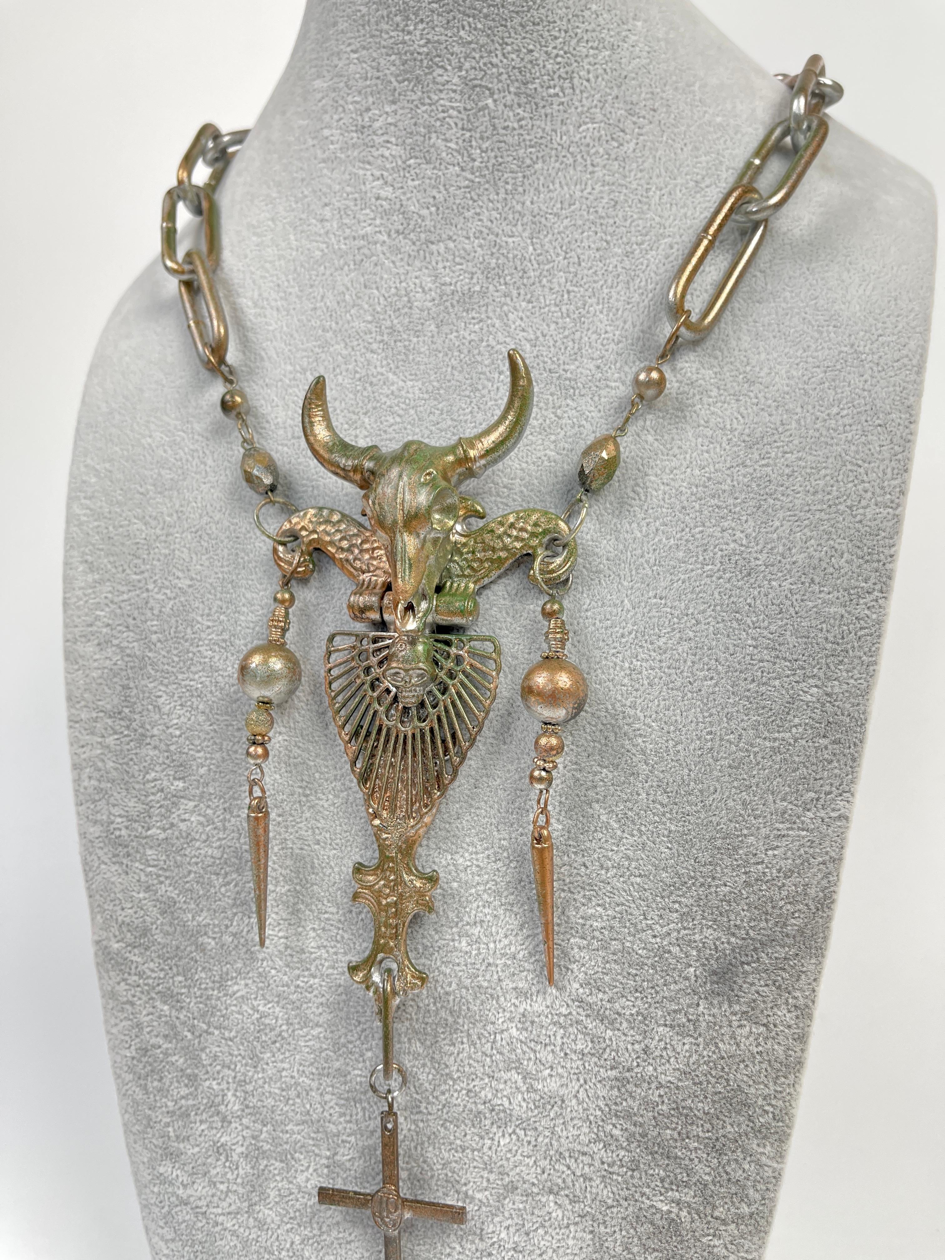 Jean Paul Gaultier 1990's Staff Sample Rosario Bull Necklace For Sale 7