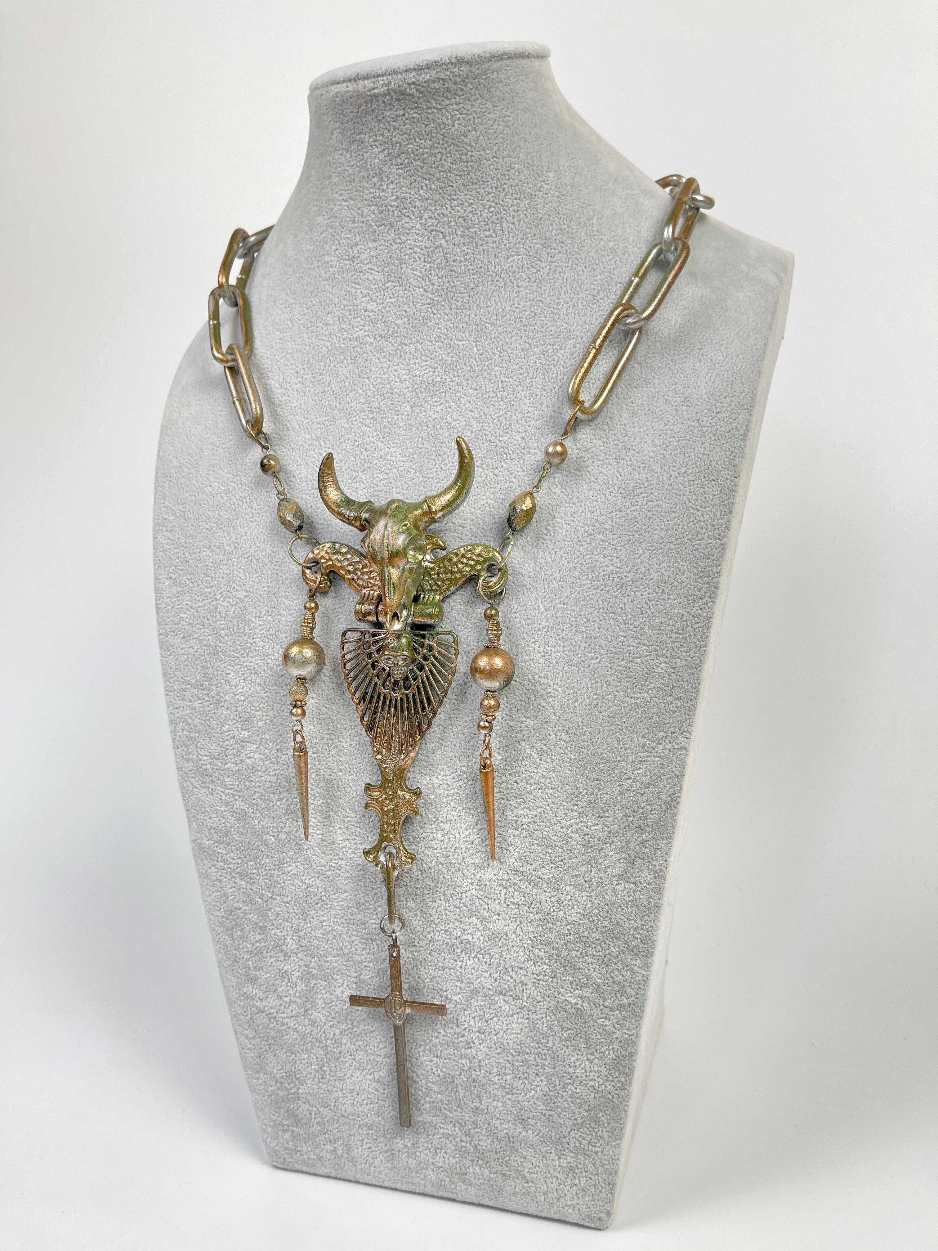 Jean Paul Gaultier 1990's Staff Sample Rosario Bull Necklace For Sale 9