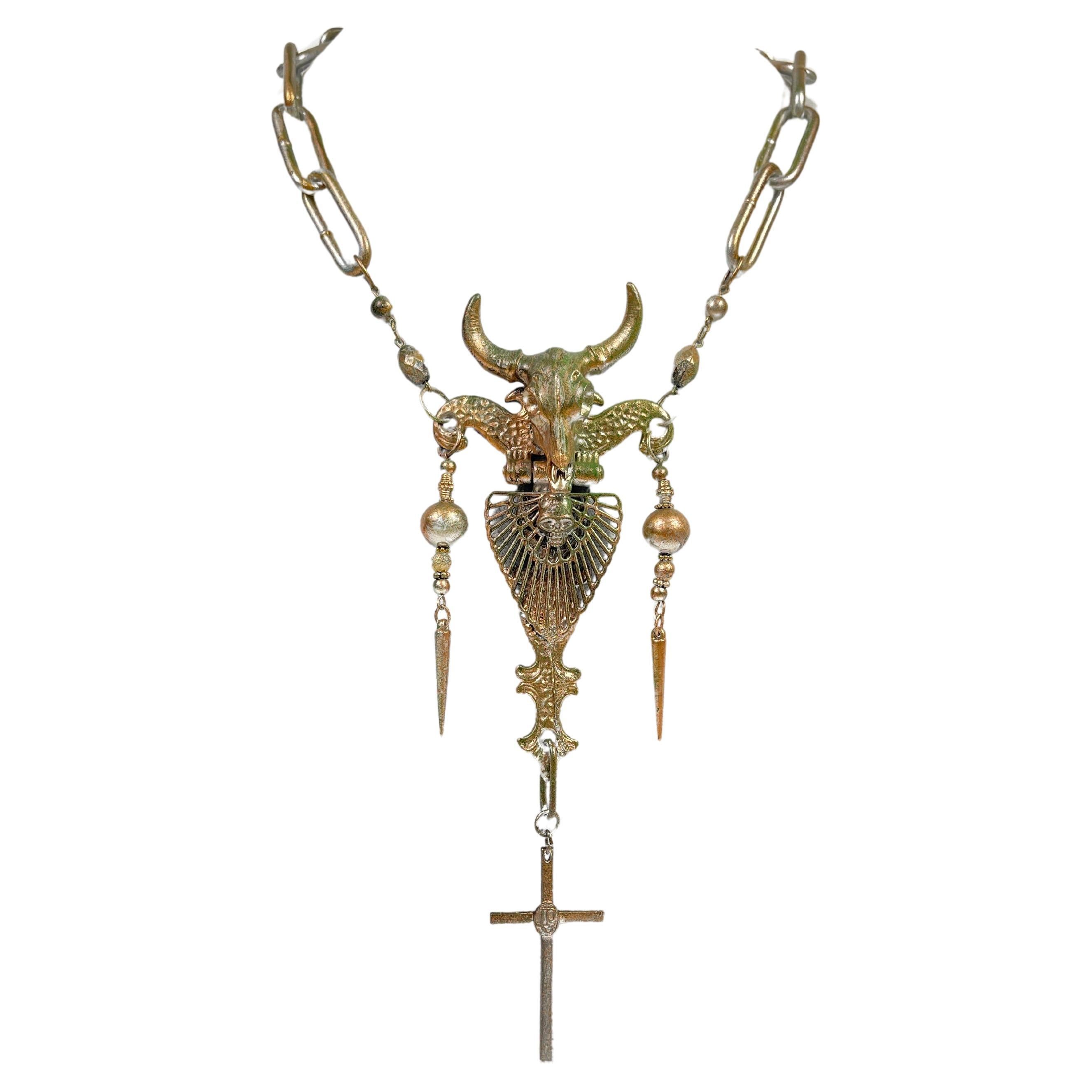 Jean Paul Gaultier 1990's Staff Sample Rosario Bull Necklace For Sale