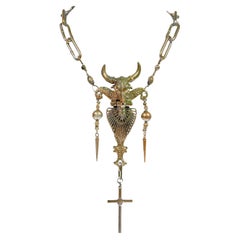 Jean Paul Gaultier 1990's Staff Sample Rosario Bull Necklace