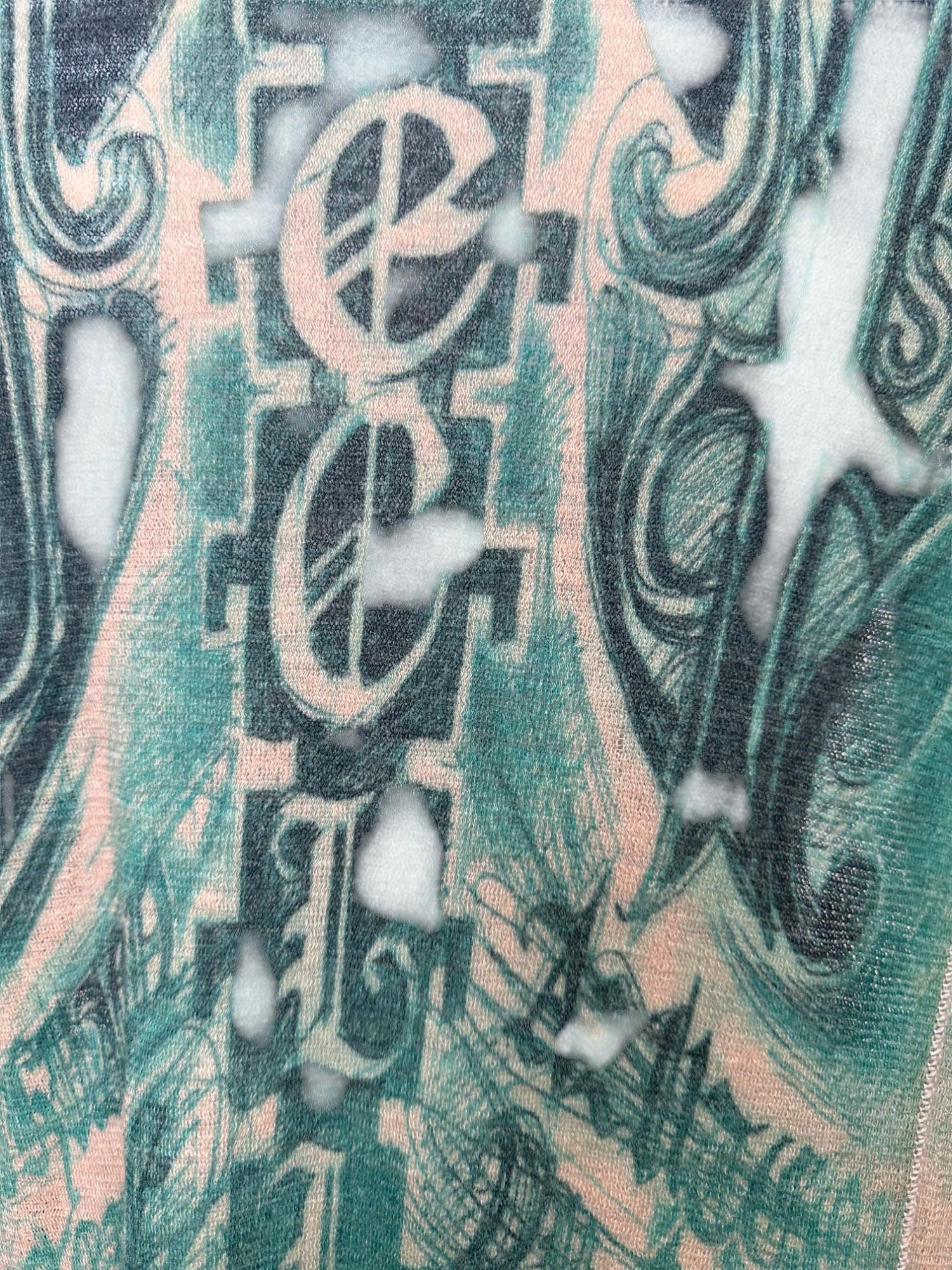 Jean Paul Gaultier 1990's Tribal Acqua Green Wool Cardigan For Sale 8