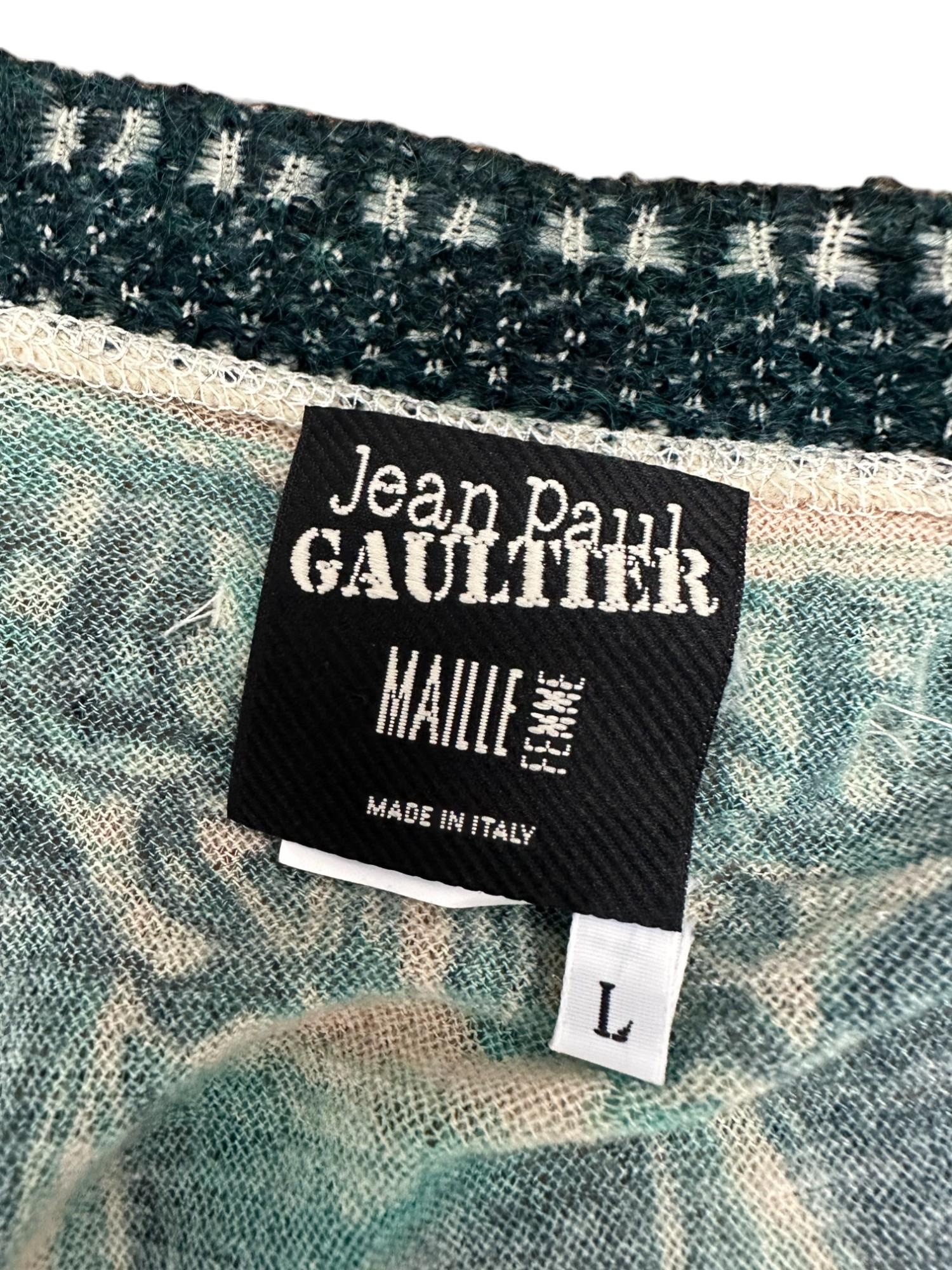 Jean Paul Gaultier 1990's Tribal Acqua Green Wool Cardigan For Sale 12