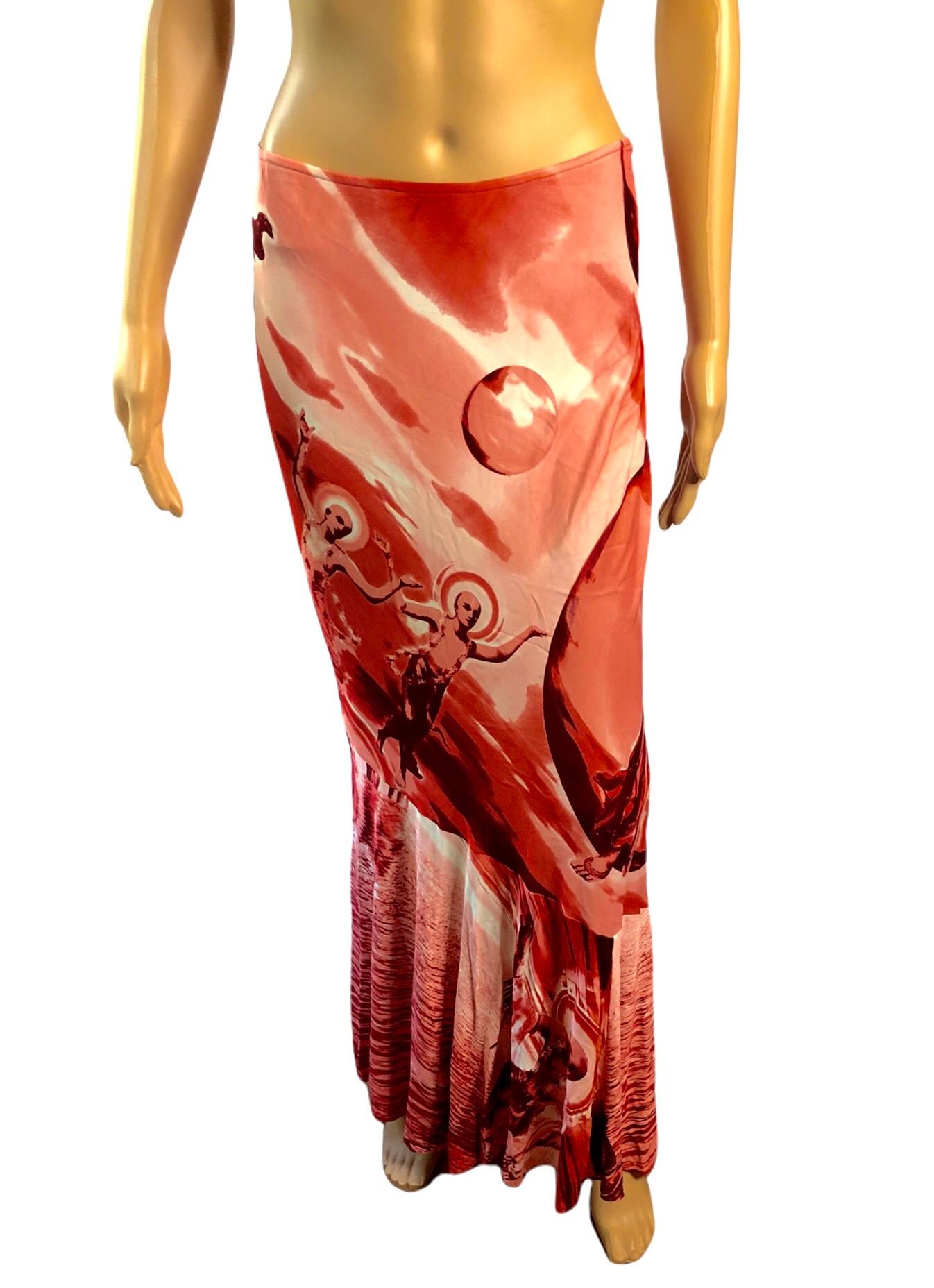 Jean Paul Gaultier Vintage Abstract People Print Maxi Skirt IT 42