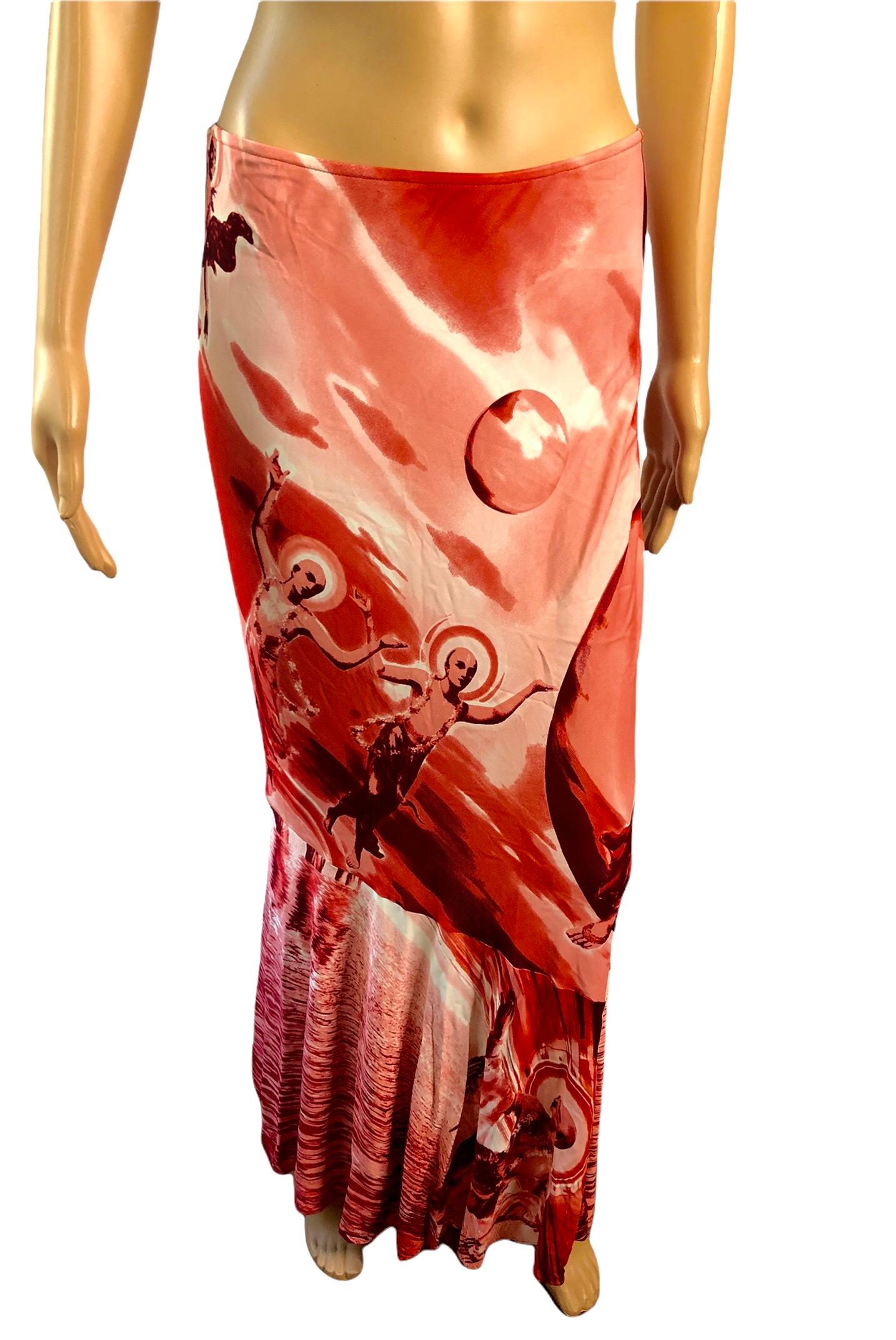 Pink Jean Paul Gaultier 1990'S Vintage Abstract People Print Maxi Skirt For Sale