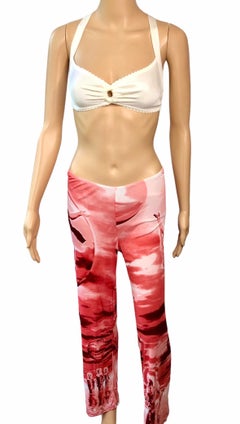 Jean Paul Gaultier 1990er Jahre Vintage Hose mit abstraktem People-Print