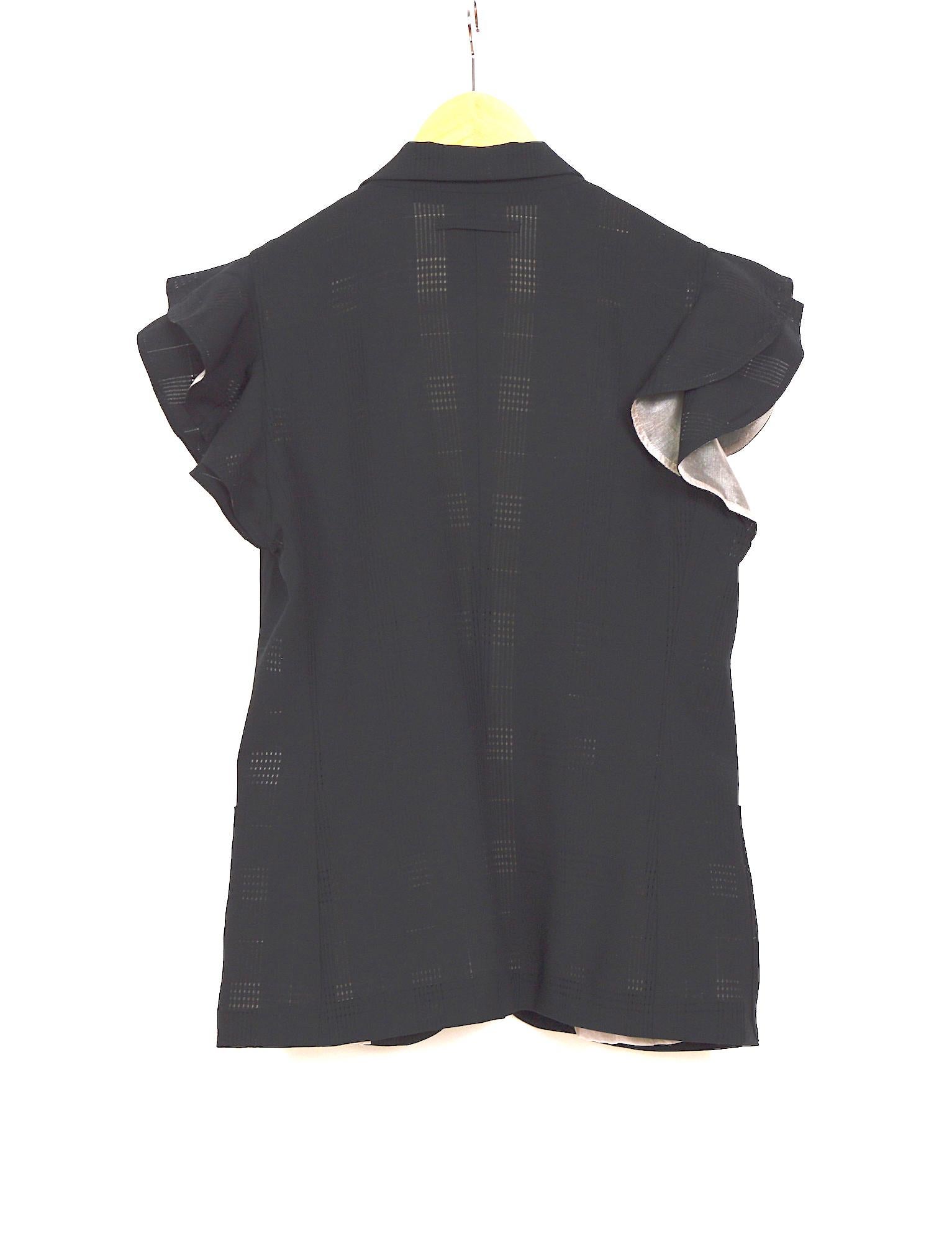 Jean Paul Gaultier 1990s vintage black jacket featuring short ruffle sleeves In Excellent Condition In Antwerp, BE