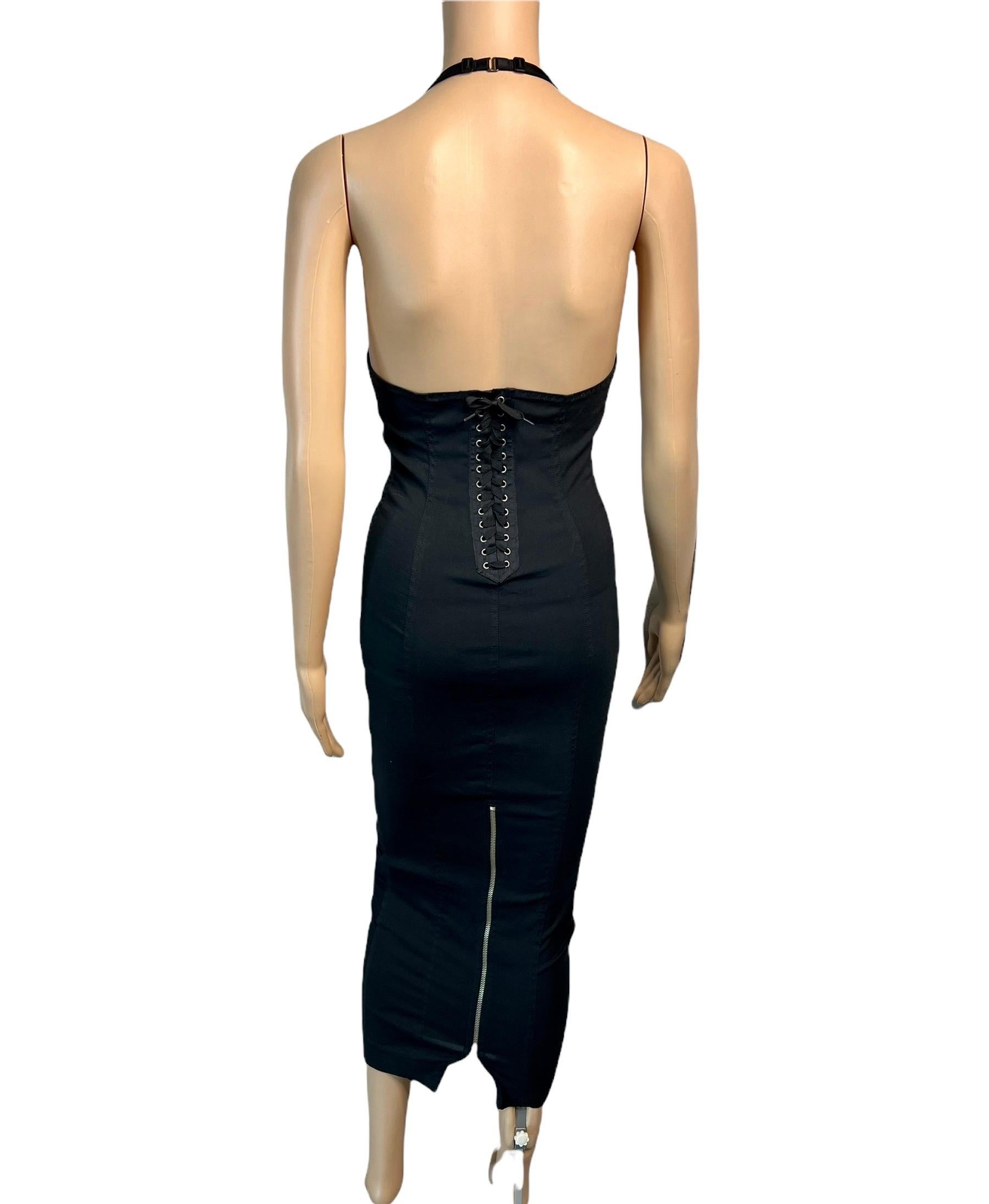 Jean Paul Gaultier 1990's Vintage Cone Bra Corset Bondage Black Evening Dress 4