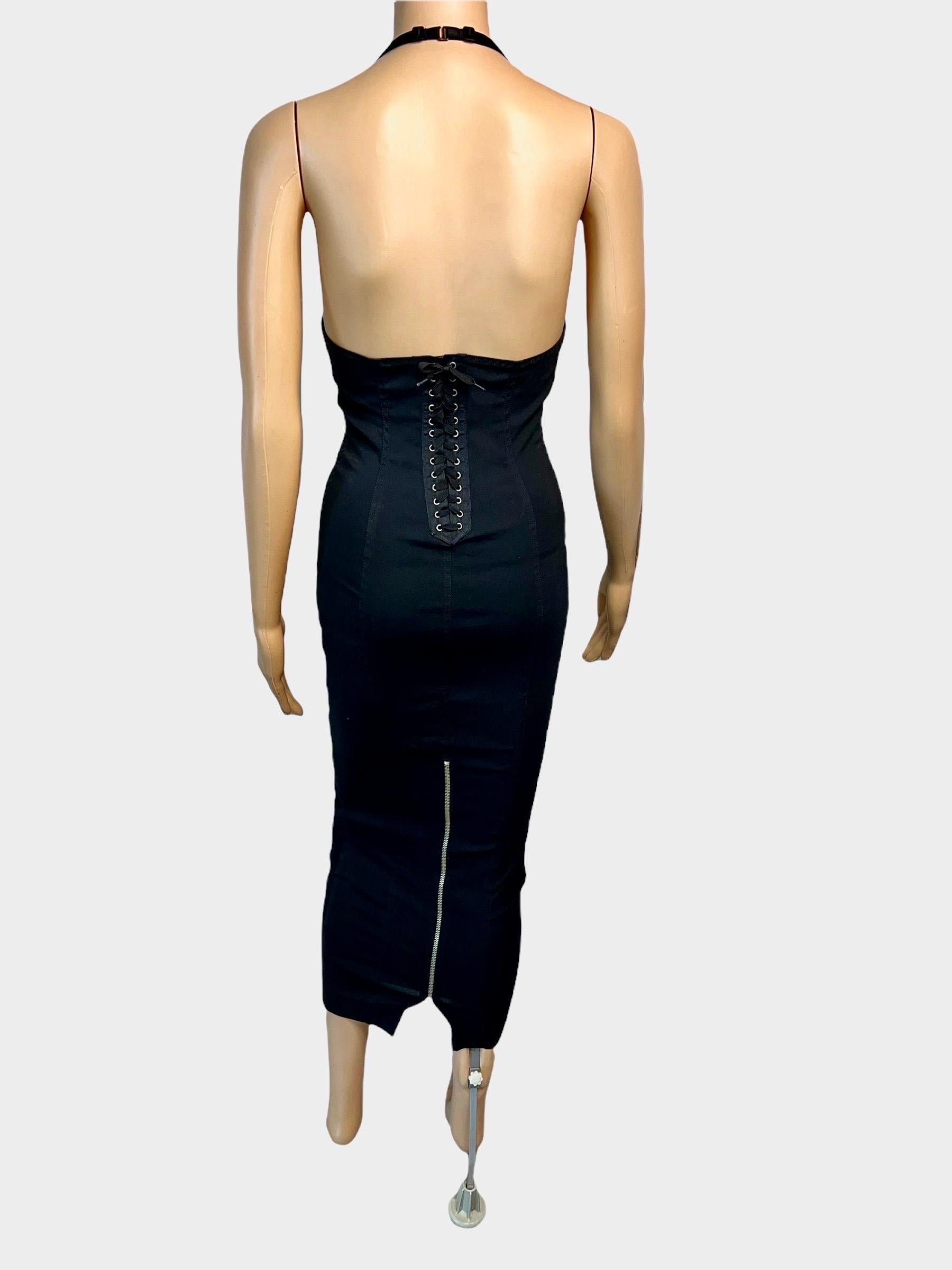 Jean Paul Gaultier 1990's Vintage Cone Bra Corset Bondage Black Evening Dress For Sale 8