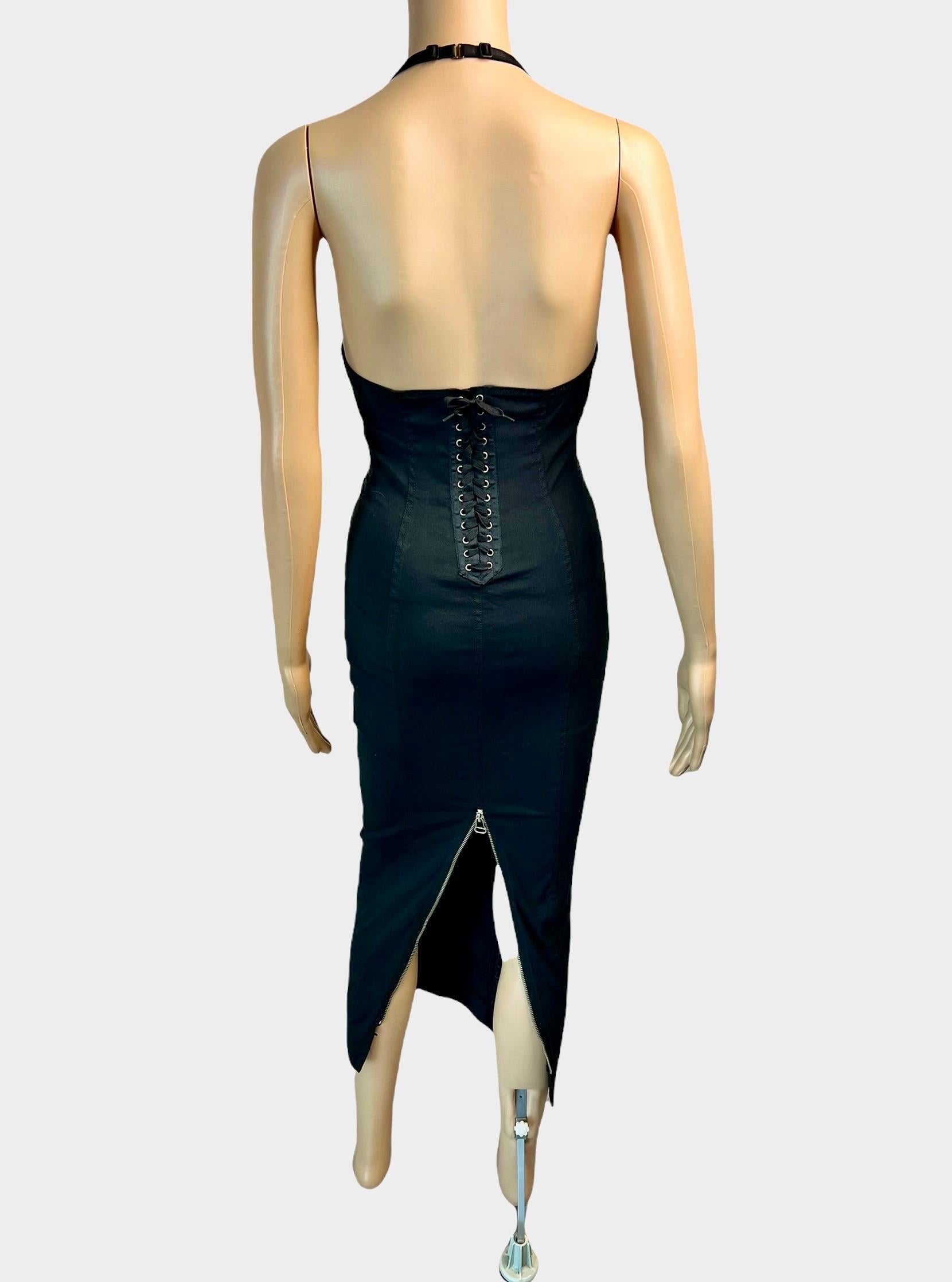 Women's or Men's Jean Paul Gaultier 1990's Vintage Cone Bra Corset Bondage Black Evening Dress