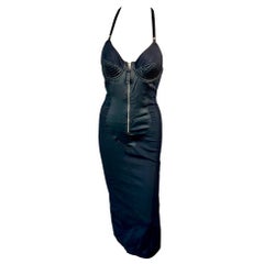 Jean Paul Gaultier 1990er Vintage Schwarzes Bondage-Abendkleid mit Kegel-BH und Korsett