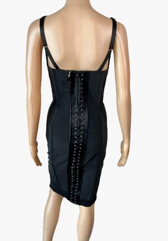 Jean Paul Gaultier 1990's Vintage Cone Bra Corset Bondage Bodycon Black Dress