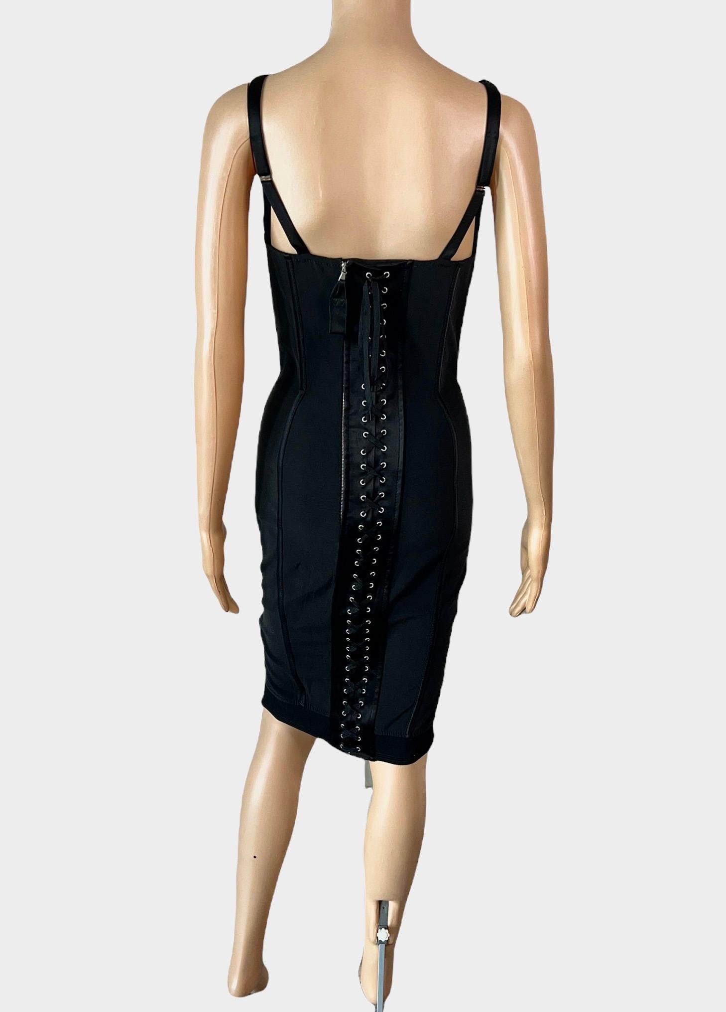 Jean Paul Gaultier - Robe moulante et moulante noire vintage avec corset et soutien-gorge cône, années 1990 en vente 1