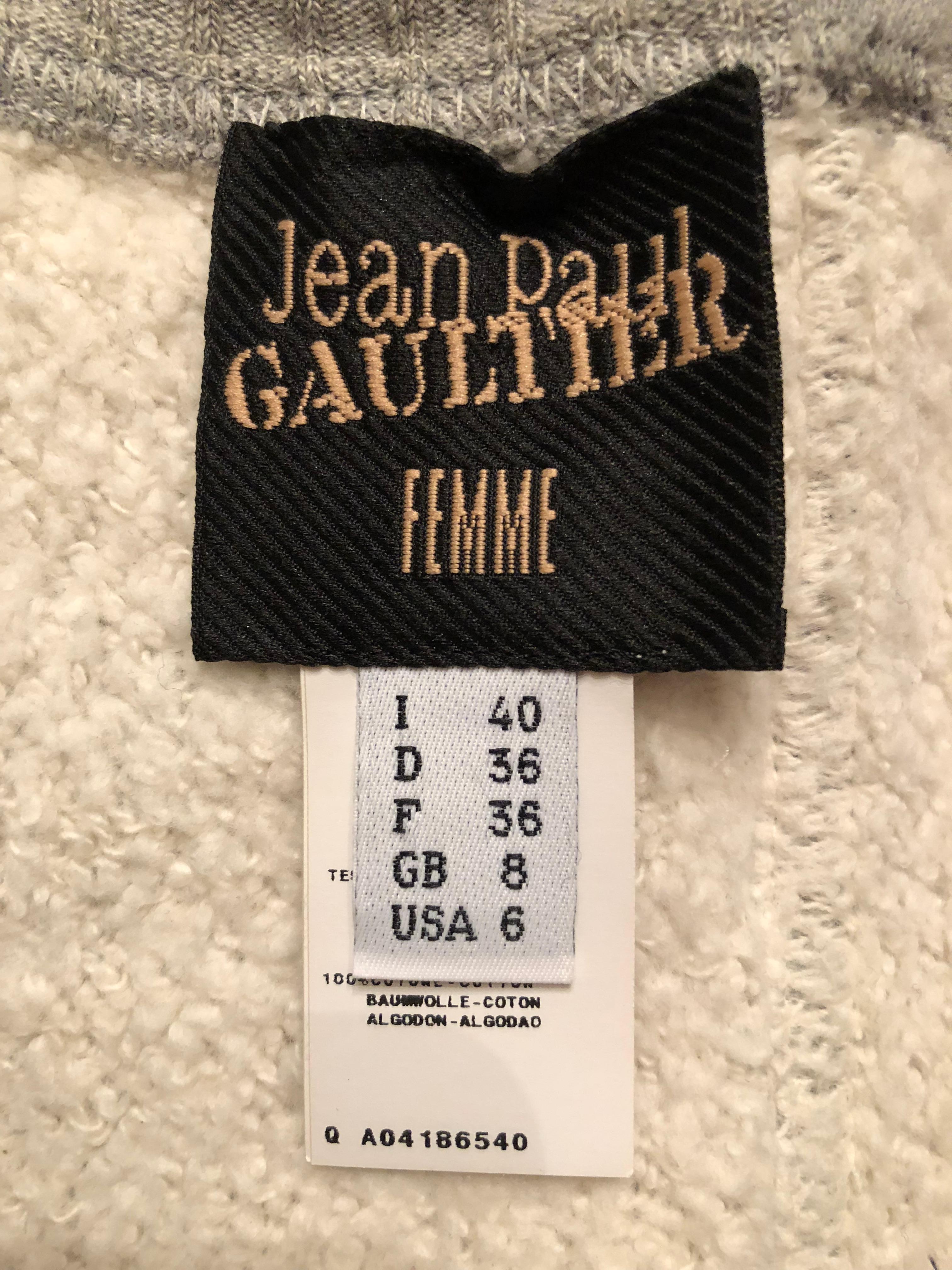 Women's Jean Paul Gaultier 1990's Vintage Gray Cone Bra Corset Long Dress For Sale
