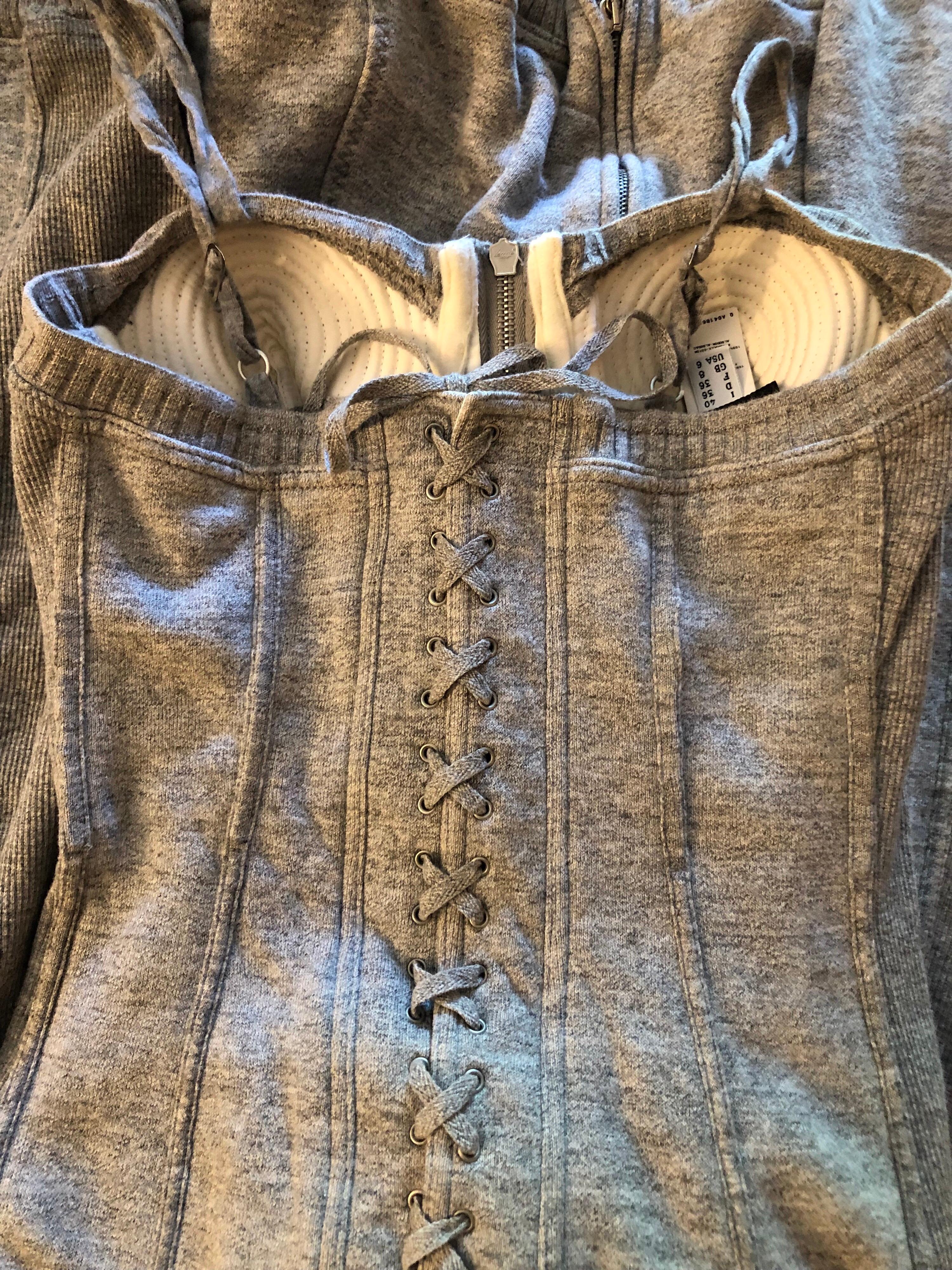 Jean Paul Gaultier 1990's Vintage Gray Cone Bra Corset Long Dress For Sale 2