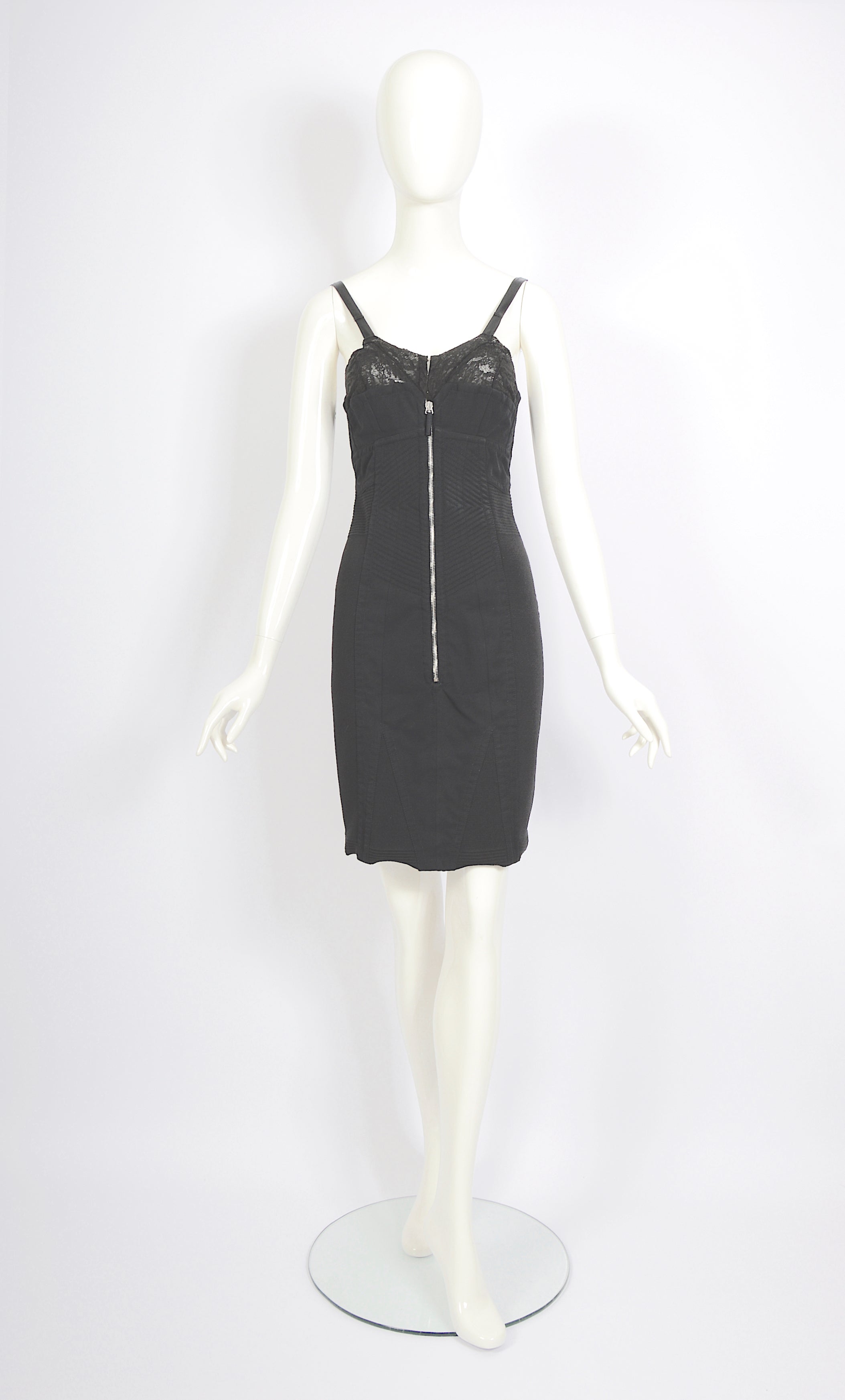 Women's Jean Paul Gaultier 1990s vintage Important lingerie style corset bra black dress For Sale