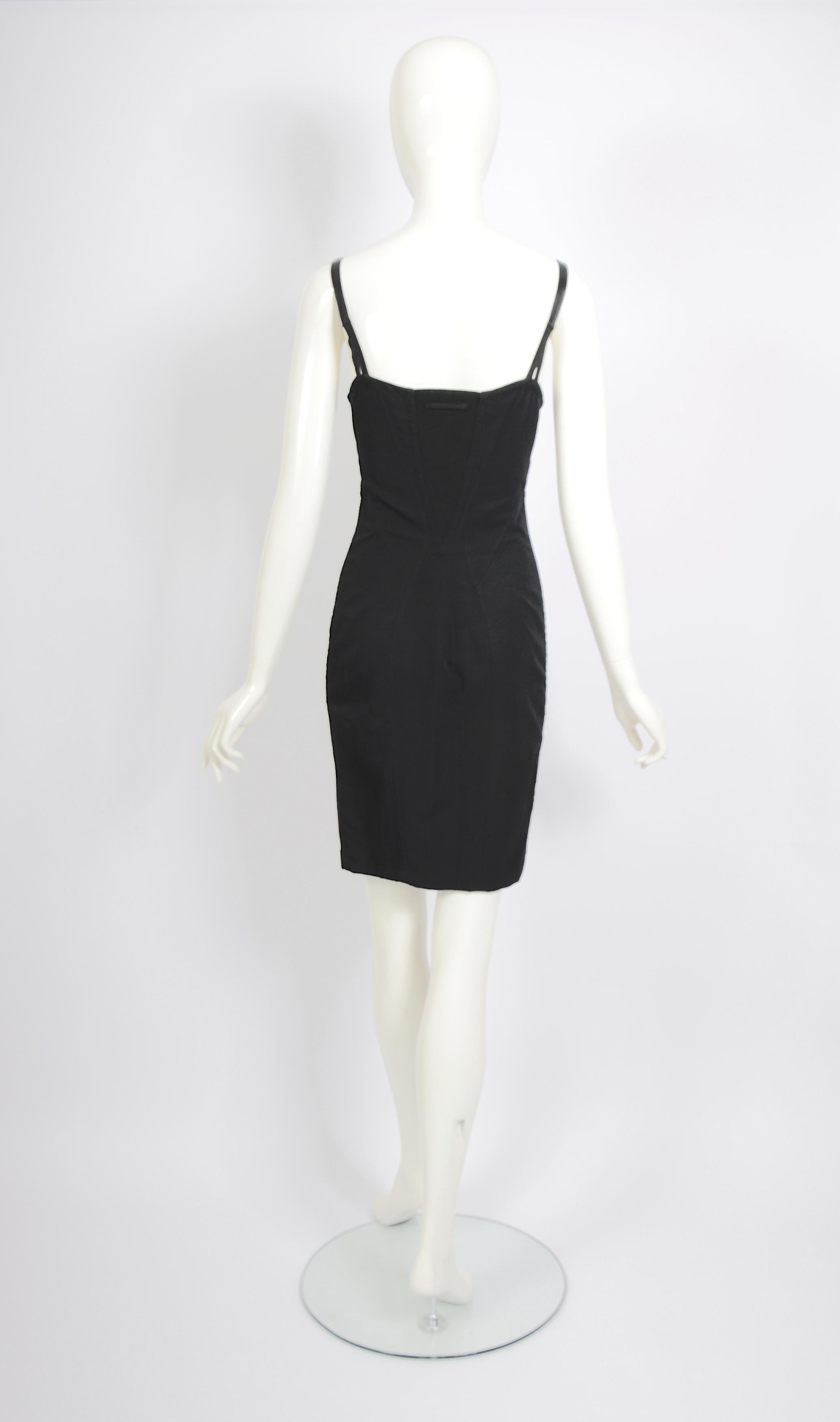 Jean Paul Gaultier 1990er Jahre Vintage Wichtiges Dessous Stil Korsett BH schwarzes Kleid im Angebot 1