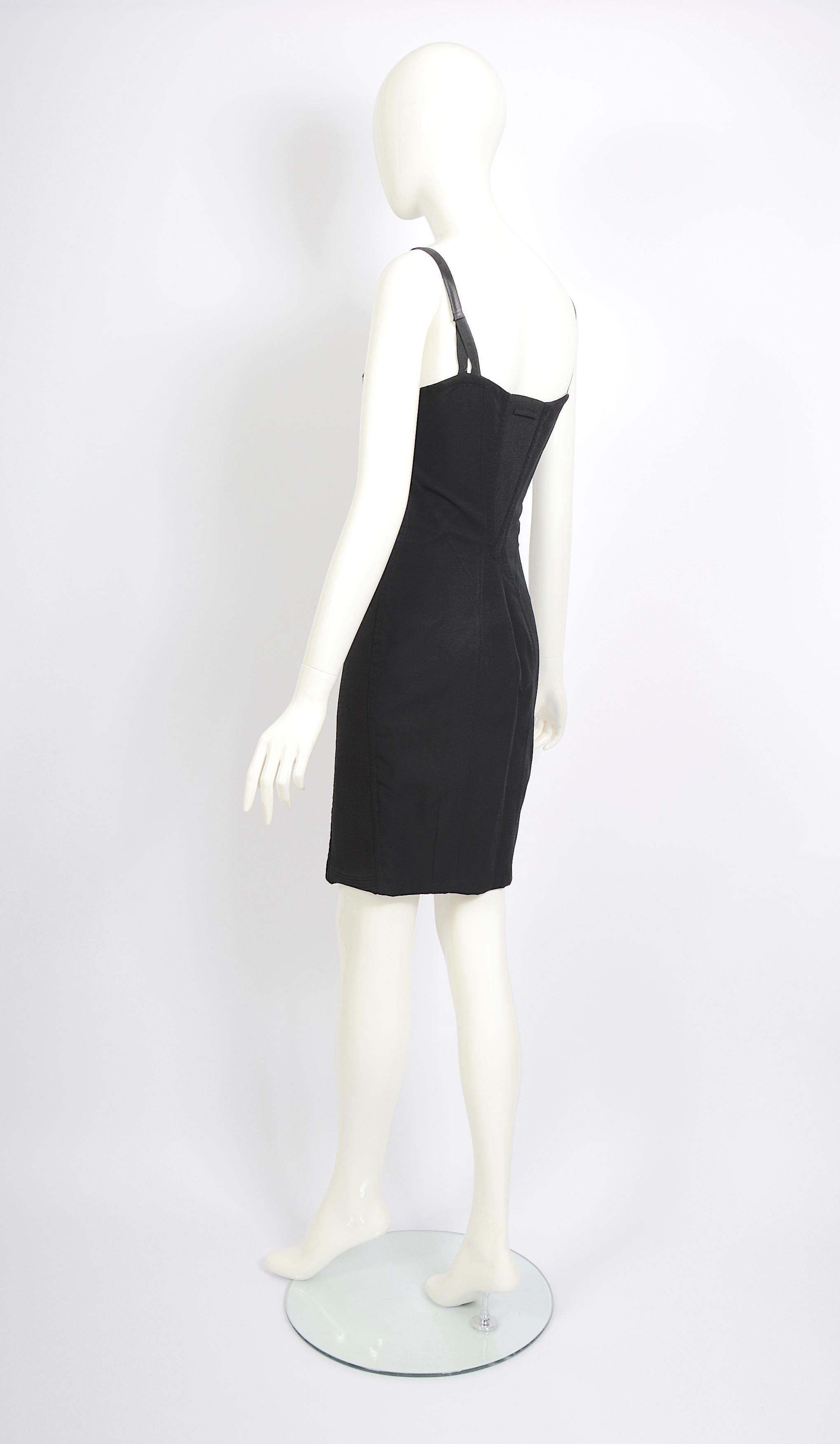 Jean Paul Gaultier 1990er Jahre Vintage Wichtiges Dessous Stil Korsett BH schwarzes Kleid im Angebot 2