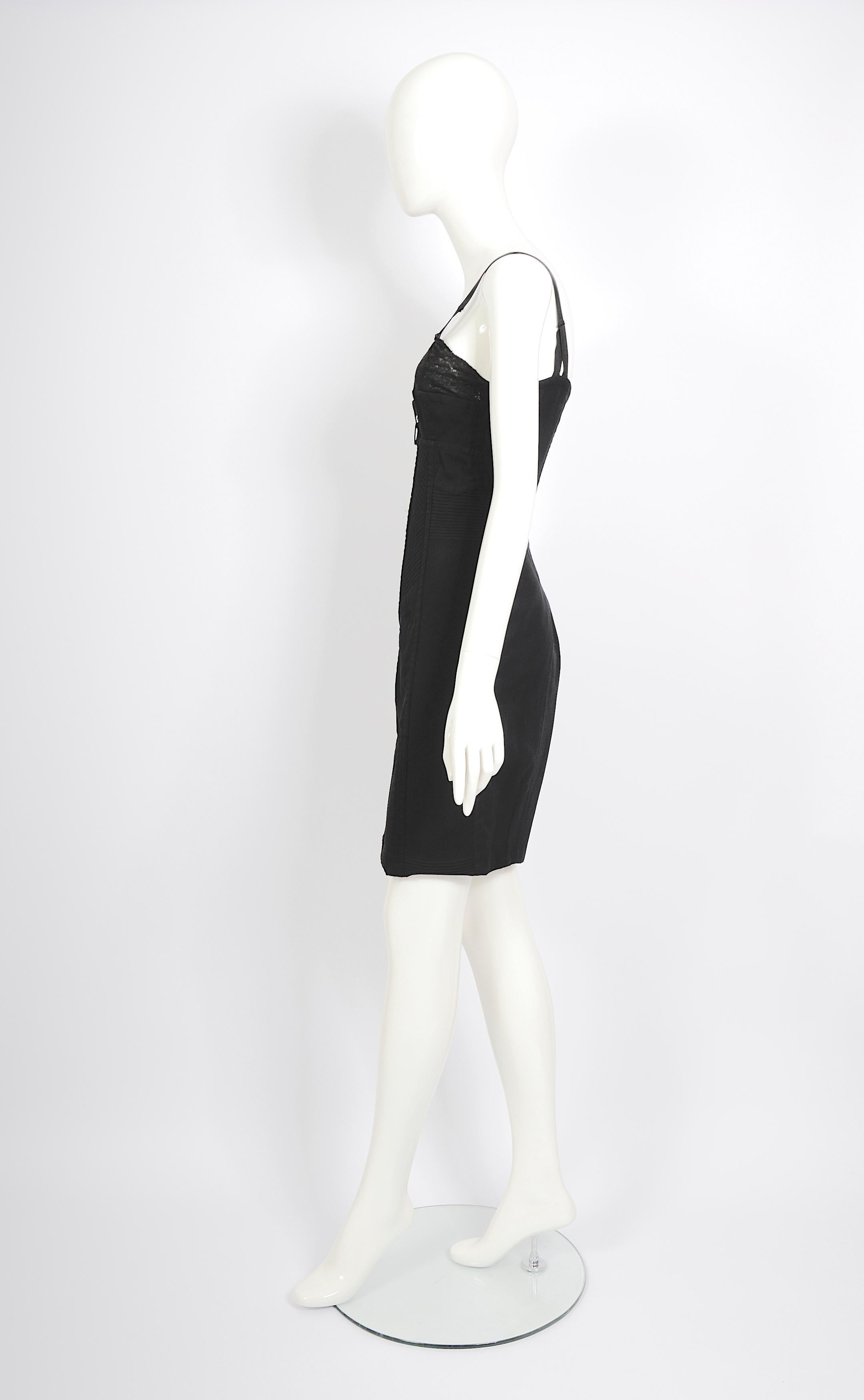 Jean Paul Gaultier 1990er Jahre Vintage Wichtiges Dessous Stil Korsett BH schwarzes Kleid im Angebot 3